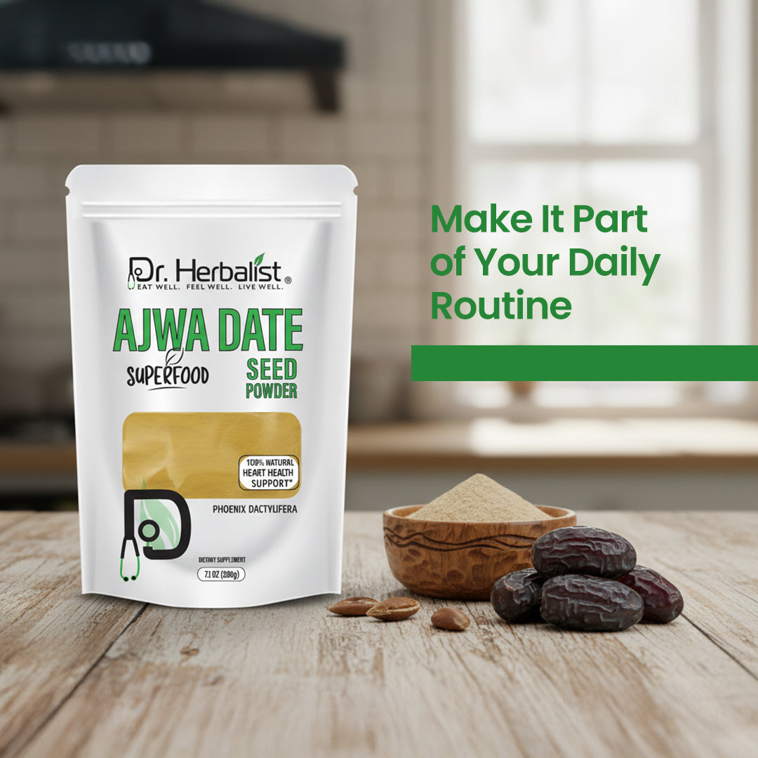 Dr. HERBALIST Ajwa Date Powder 200g - Dried Madinah Phoenix Dactylifera with Polyphenols | Supports Heart Wellness & Daily Nourishment* | Natural Sweetener Alternative | Halal, Vegan