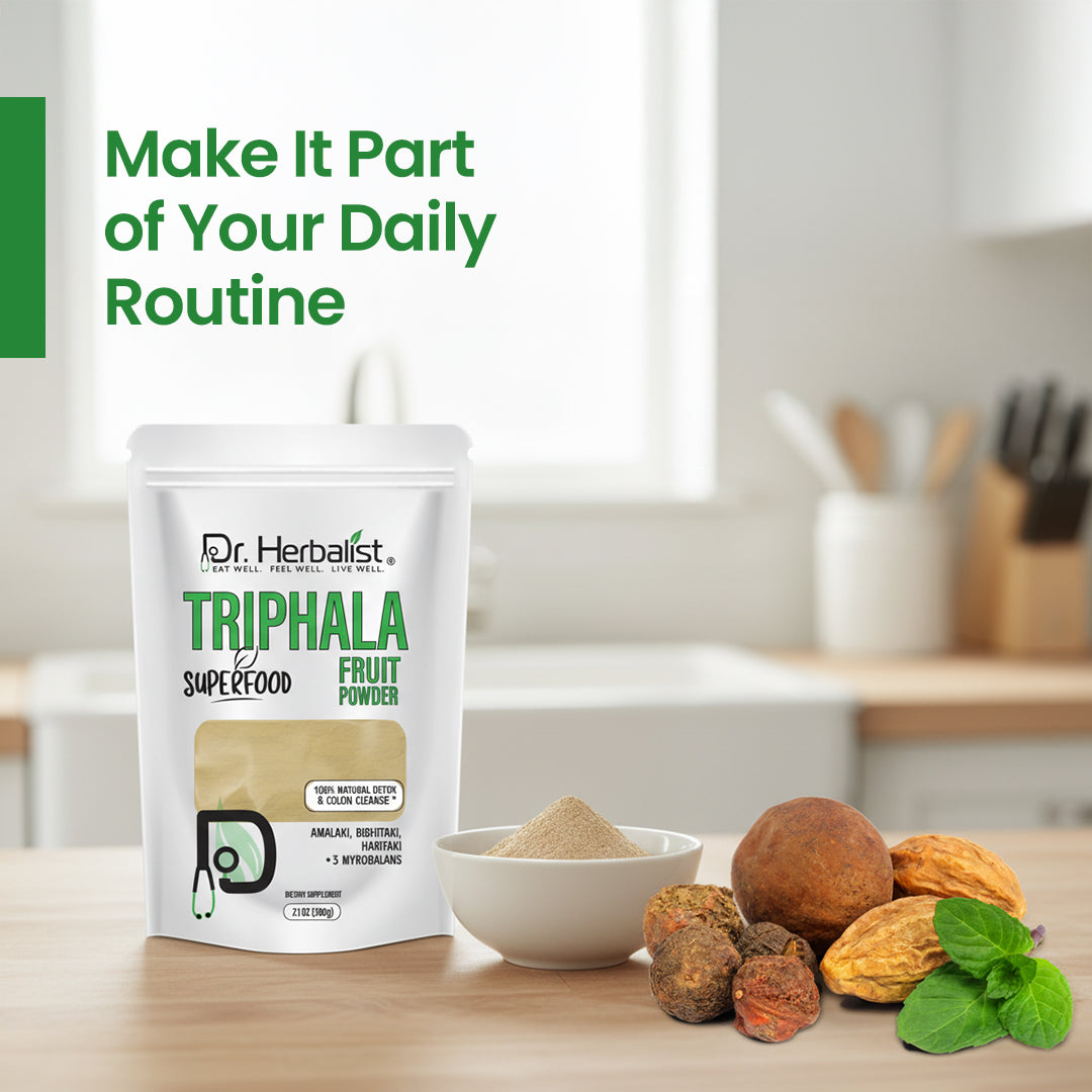 Dr. HERBALIST Triphala Powder 200g - Amla Bibhitaki Haritaki Three-Fruit Ayurvedic Formula | Supports Digestive Wellness & Gentle Detoxification* | Halal, Vegan