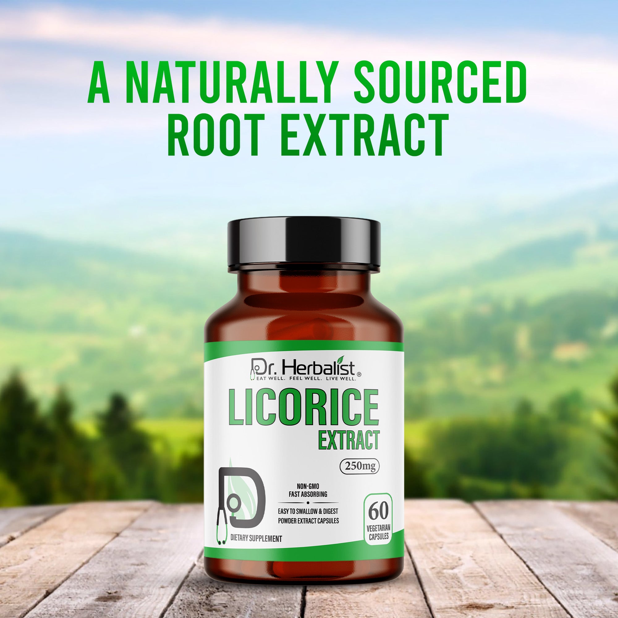Dr. HERBALIST Licorice Extract Capsules 250mg - Glycyrrhiza Glabra with Glycyrrhizin | Supports Digestive Comfort & Respiratory Wellness* | Halal, Vegan | 60ct