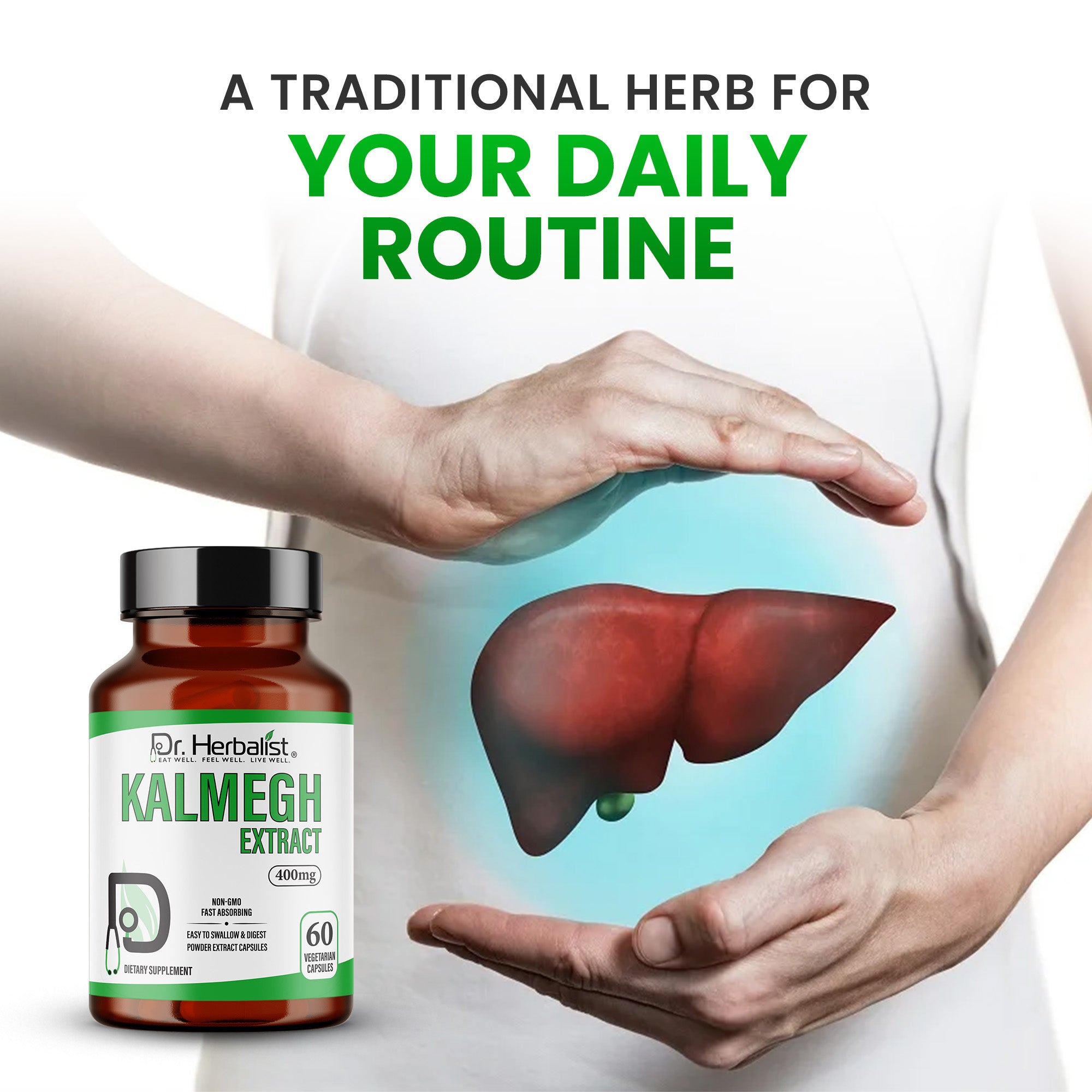 Dr. HERBALIST Kalmegh Extract Capsules 400mg - Andrographis Paniculata 'King of Bitters' with Andrographolide | Supports Immune Wellness & Respiratory Comfort* | Halal, Vegan | 60ct