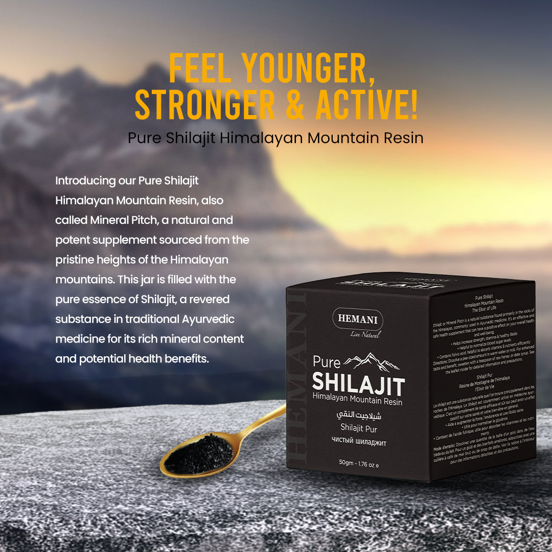 HEMANI Pure Himalayan Shilajit Resin 50g (1.76 OZ) I Natural Supplement for Stamina & Energy I Non GMO