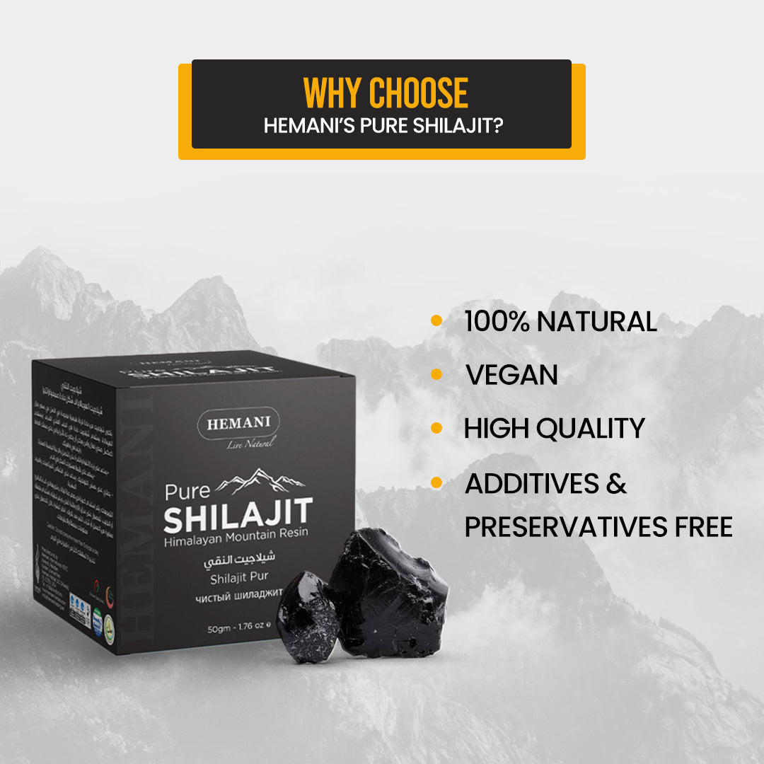 HEMANI Pure Himalayan Shilajit Resin 50g (1.76 OZ) I Natural Supplement for Stamina & Energy I Non GMO