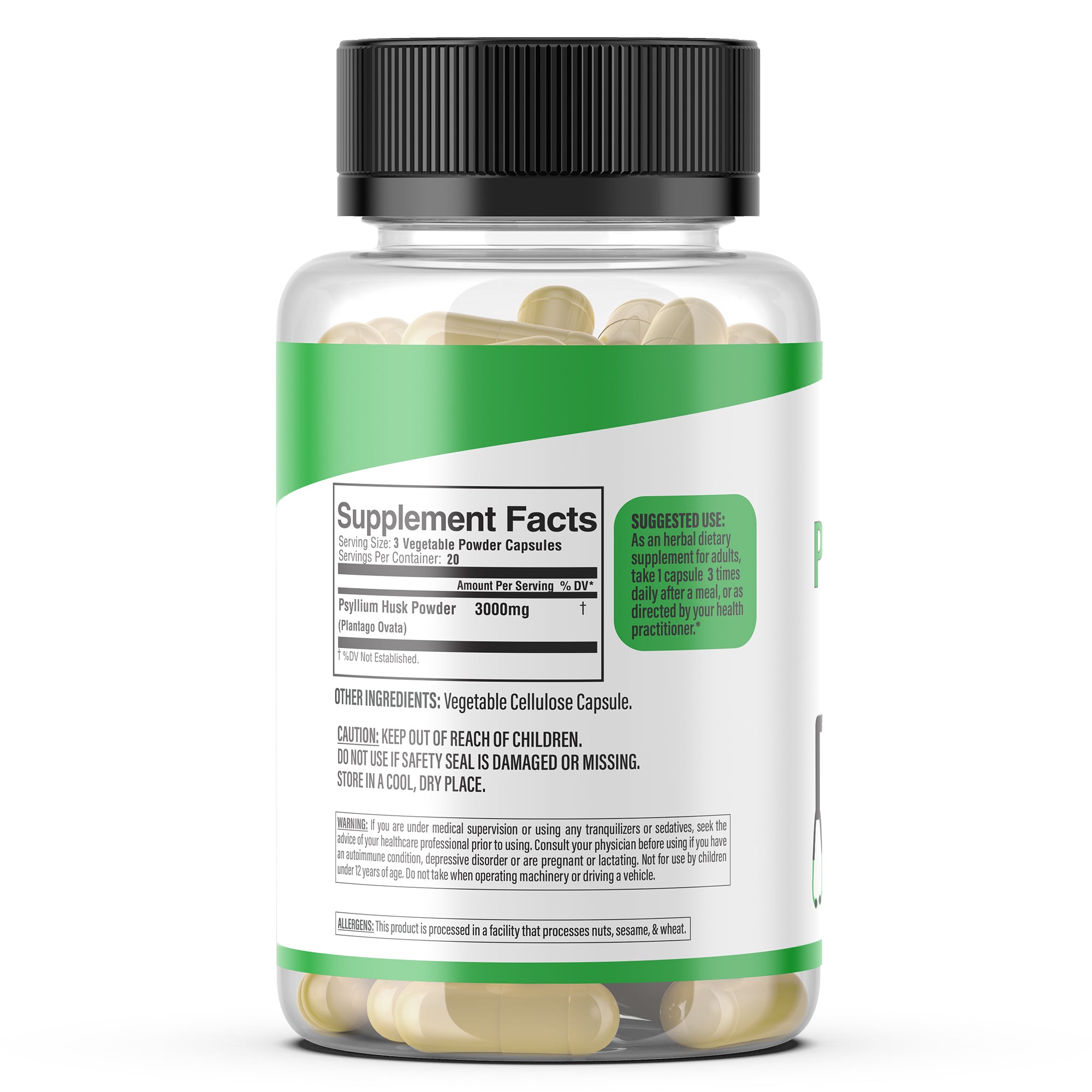 Dr. HERBALIST Psyllium Husk Extract Capsules - Plantago Ovata Soluble Fiber | Supports Digestive Regularity & Gut Wellness* | No Grit, No Mixing | Halal, Vegan | 60ct