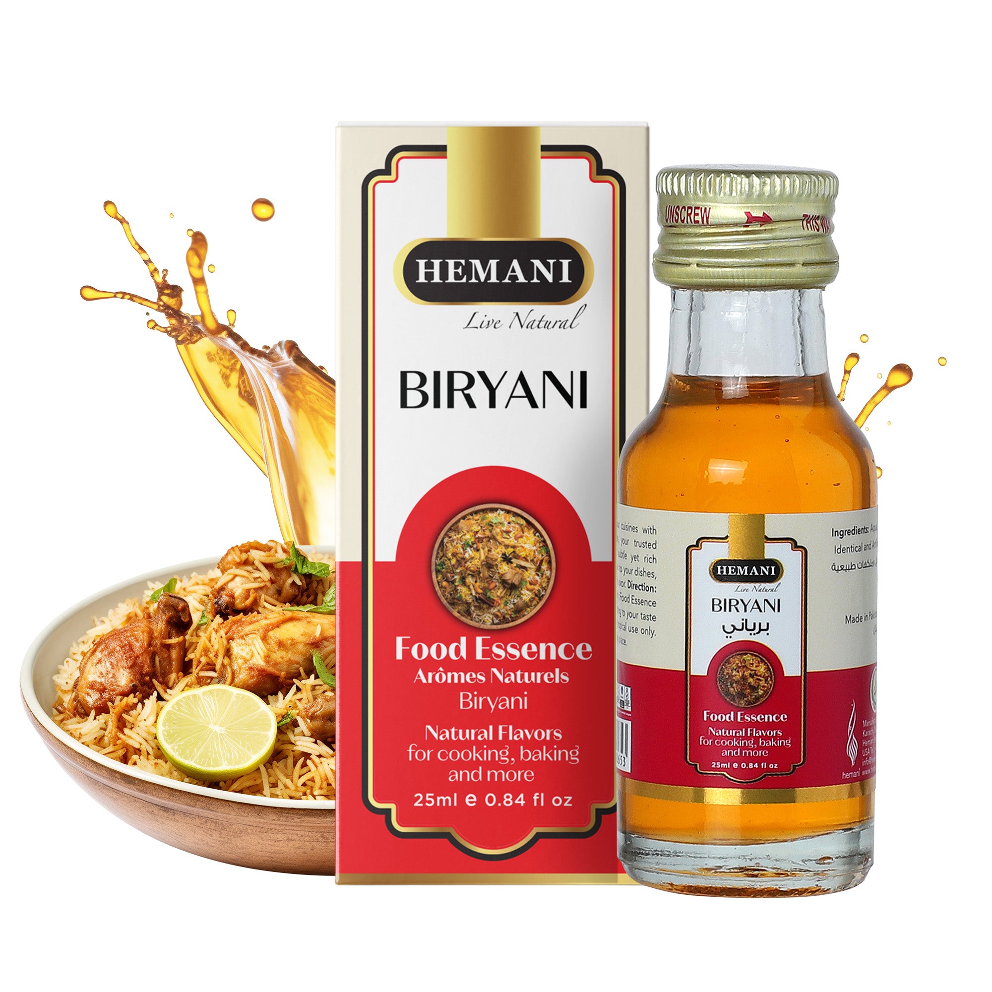 Hemani Biryani Food Essence 25 ml - Halal, Natural, and Concentrated Biryani Flavor for Indian Recipes, Cooking, and Baking - Perfect for Hyderabadi, Lucknowi, and Sindhi-Style Biryani