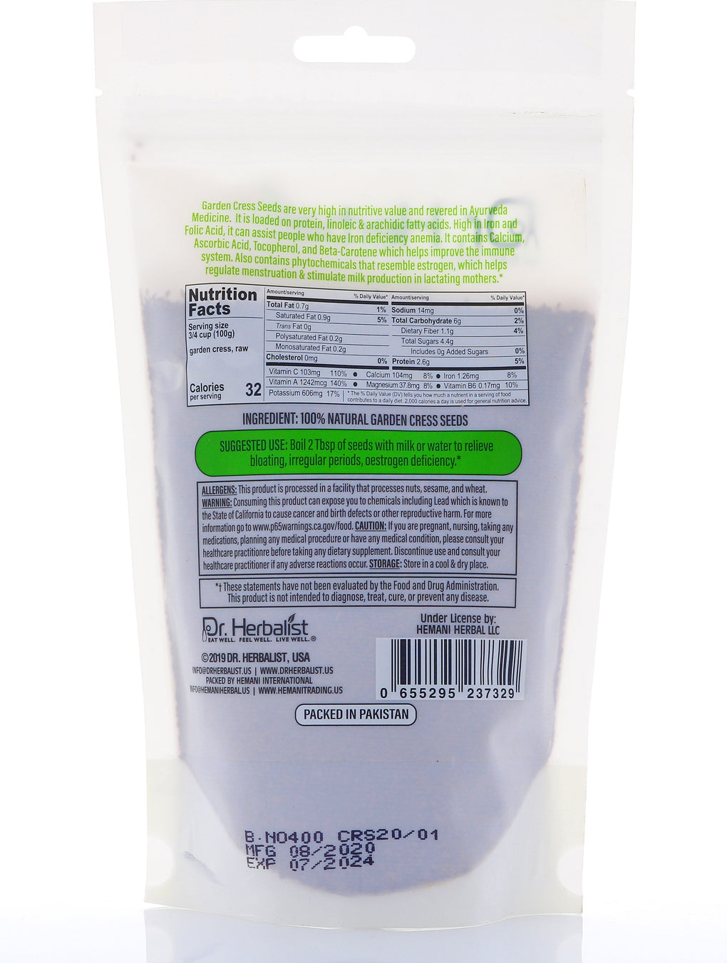 garden cress seeds nutrition facts DR. HERBALIST Garden Cress Seeds 400g