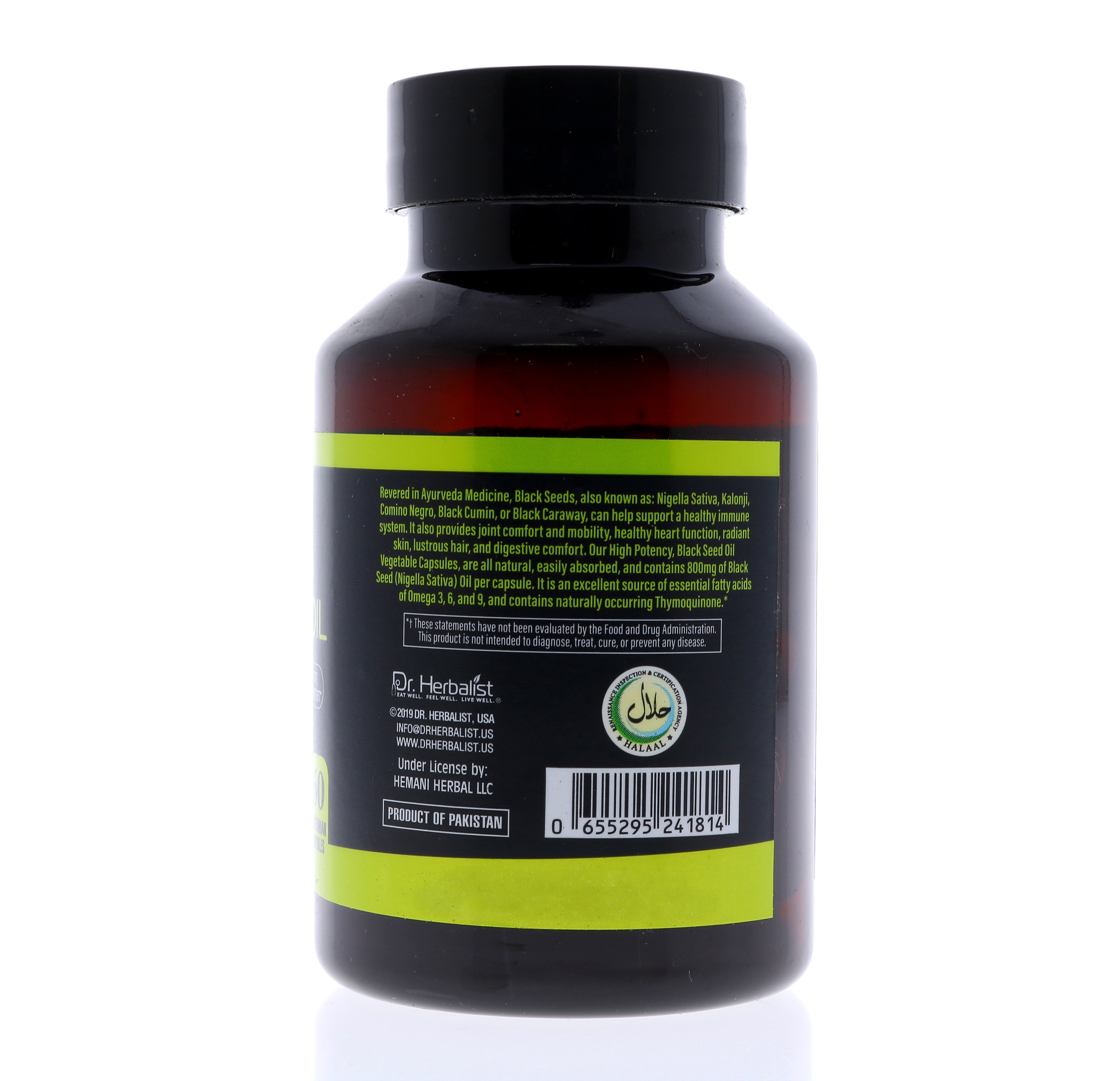 Dr. HERBALIST Black Seed Oil Capsules 1600mg - Cold Pressed Nigella Sativa Softgels with Thymoquinone | Supports Overall Wellness & Immune Vitality* | Halal, Non-GMO | 60ct