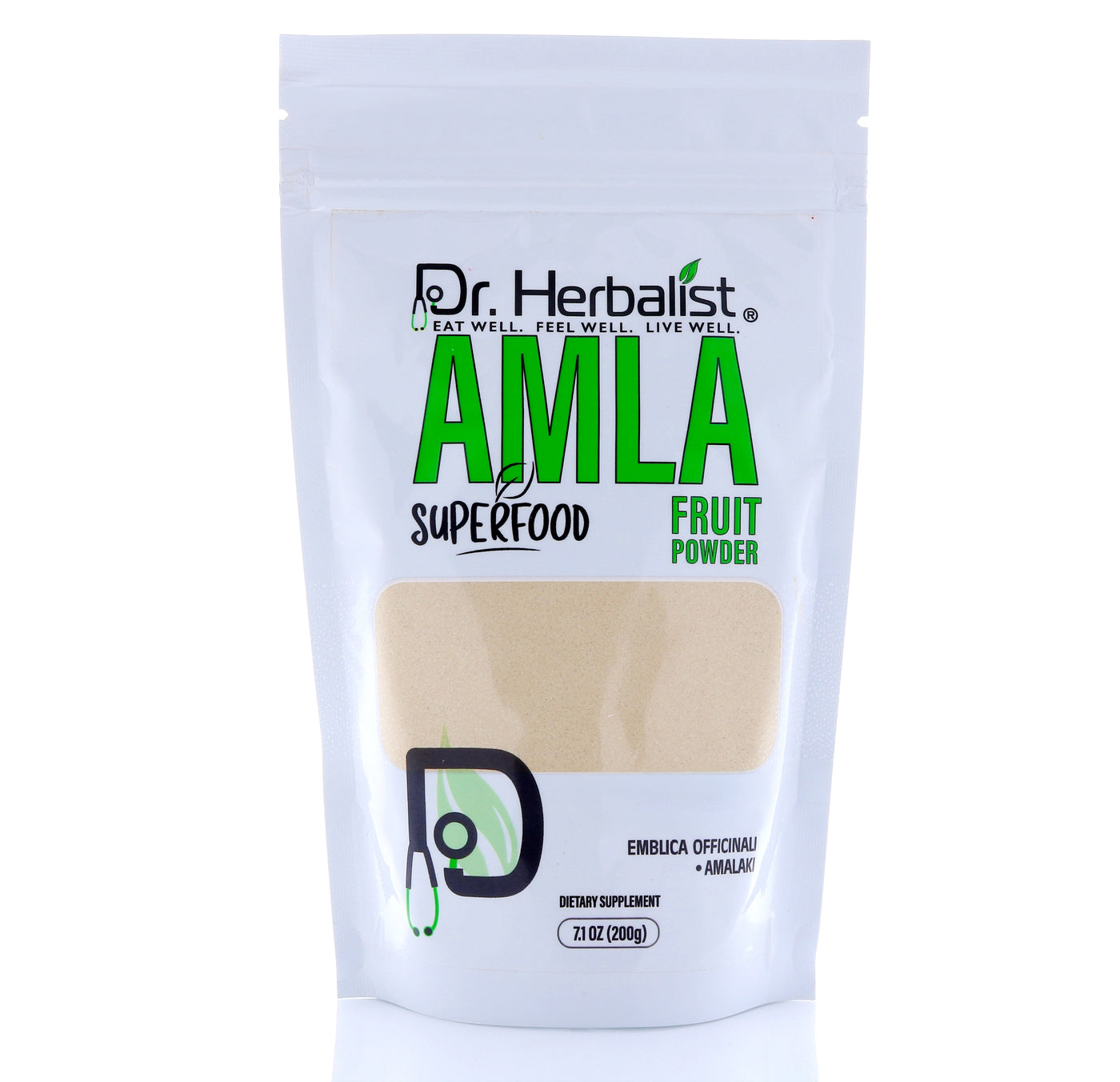 Dr. HERBALIST Amla Powder 200g - Pure Phyllanthus Emblica (Indian Gooseberry) with Heat-Stable Vitamin C | Supports Antioxidant Wellness Hair & Skin Vitality* | Halal, Vegan