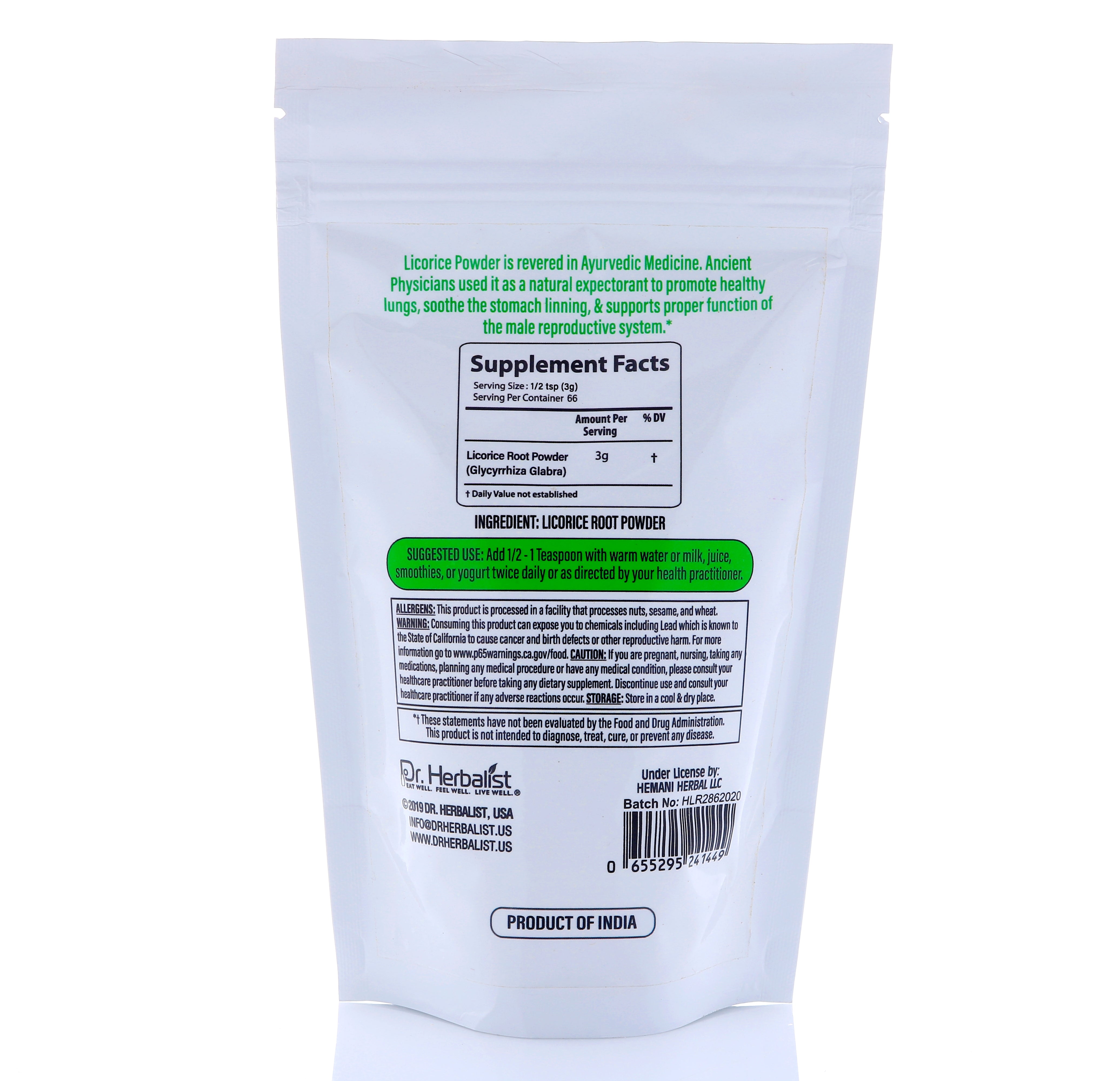 Dr. HERBALIST Licorice Powder 200g - Pure Glycyrrhiza Glabra (Mulethi) Value Size | Supports Digestive & Respiratory Wellness* | Halal, Vegan