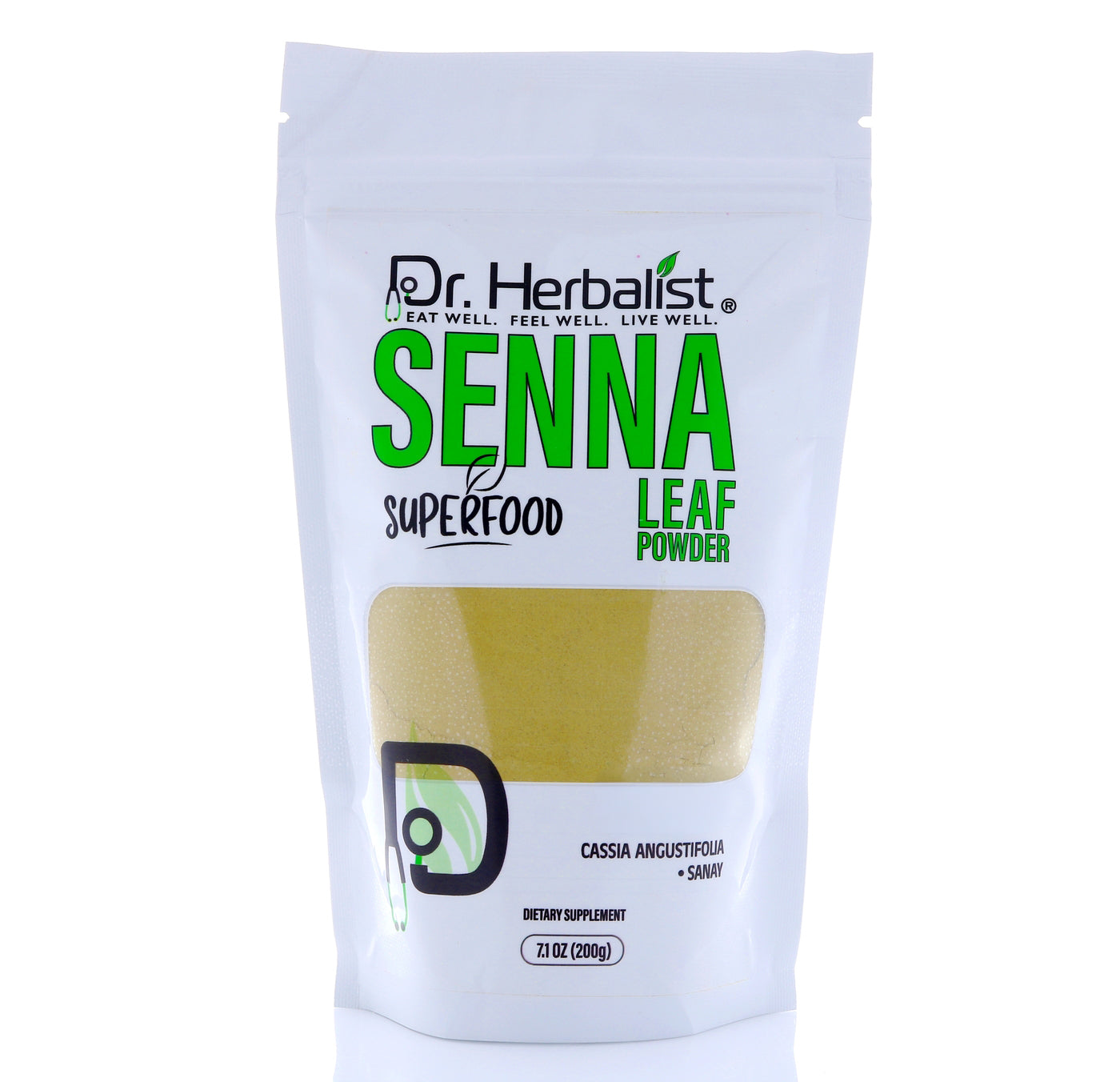 Dr. HERBALIST Senna Powder 200g - Pure Senna Alexandrina Leaf with Sennosides | Supports Occasional Digestive Regularity* | Short-Term Use Only | Halal, Vegan