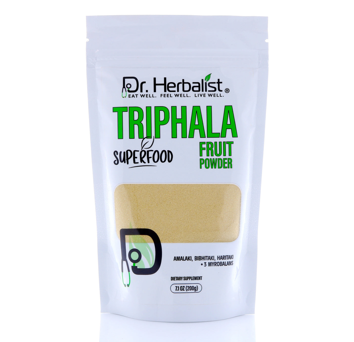Dr. HERBALIST Triphala Powder 200g - Amla Bibhitaki Haritaki Three-Fruit Ayurvedic Formula | Supports Digestive Wellness & Gentle Detoxification* | Halal, Vegan