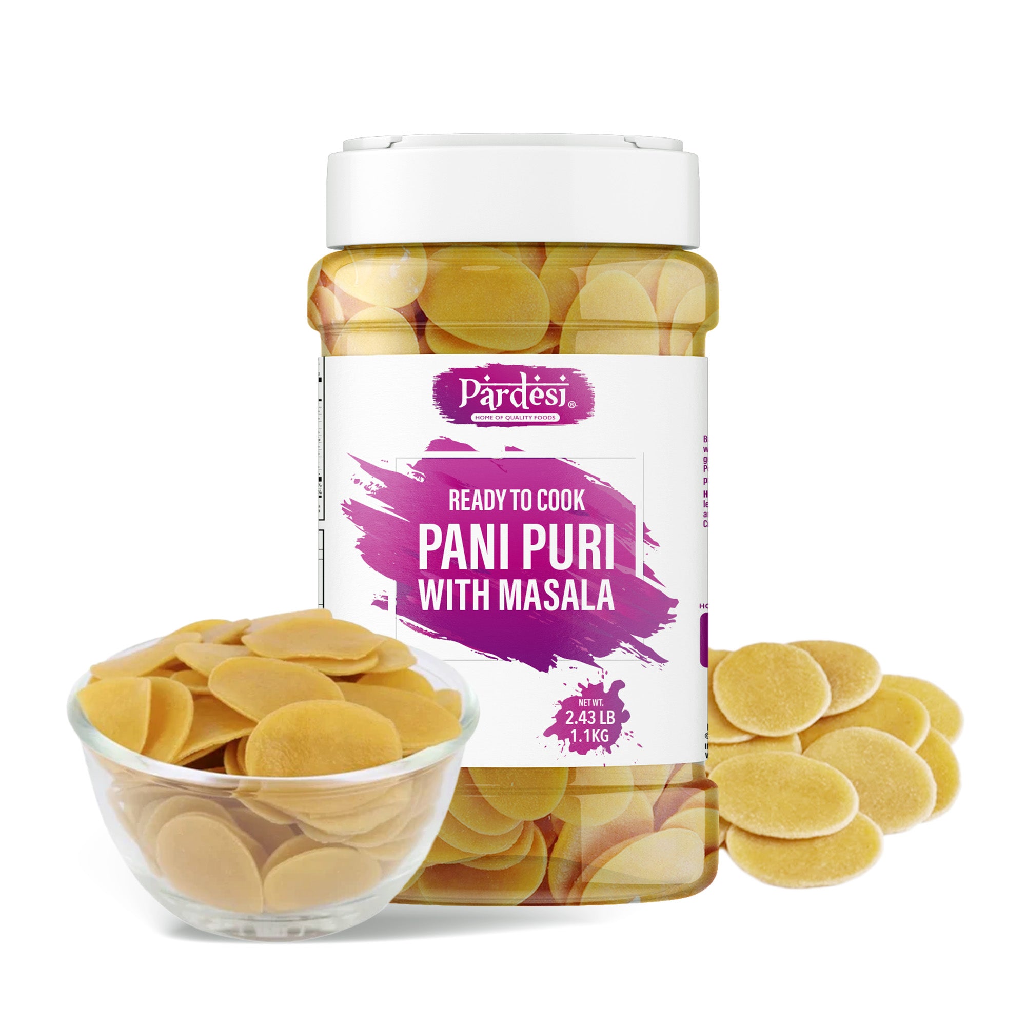 Pardesi Pani Puri with Masala 2.43LB Jar - Premium Quality for Cooking & Spice Blends | Halal, Non-GMO, Vegan | Dual-Cap Jar