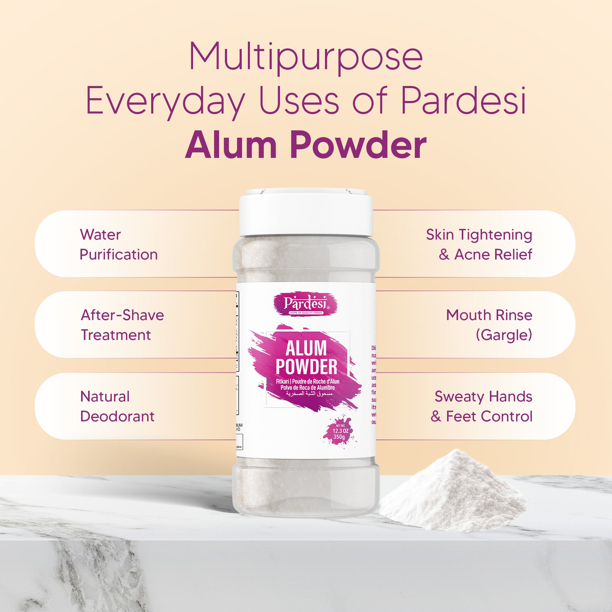 Pardesi Fitkari Rock Powder (Alum Powder) 350gm | Natural Potash Alum Powder | Multi-Purpose Use - Image 3