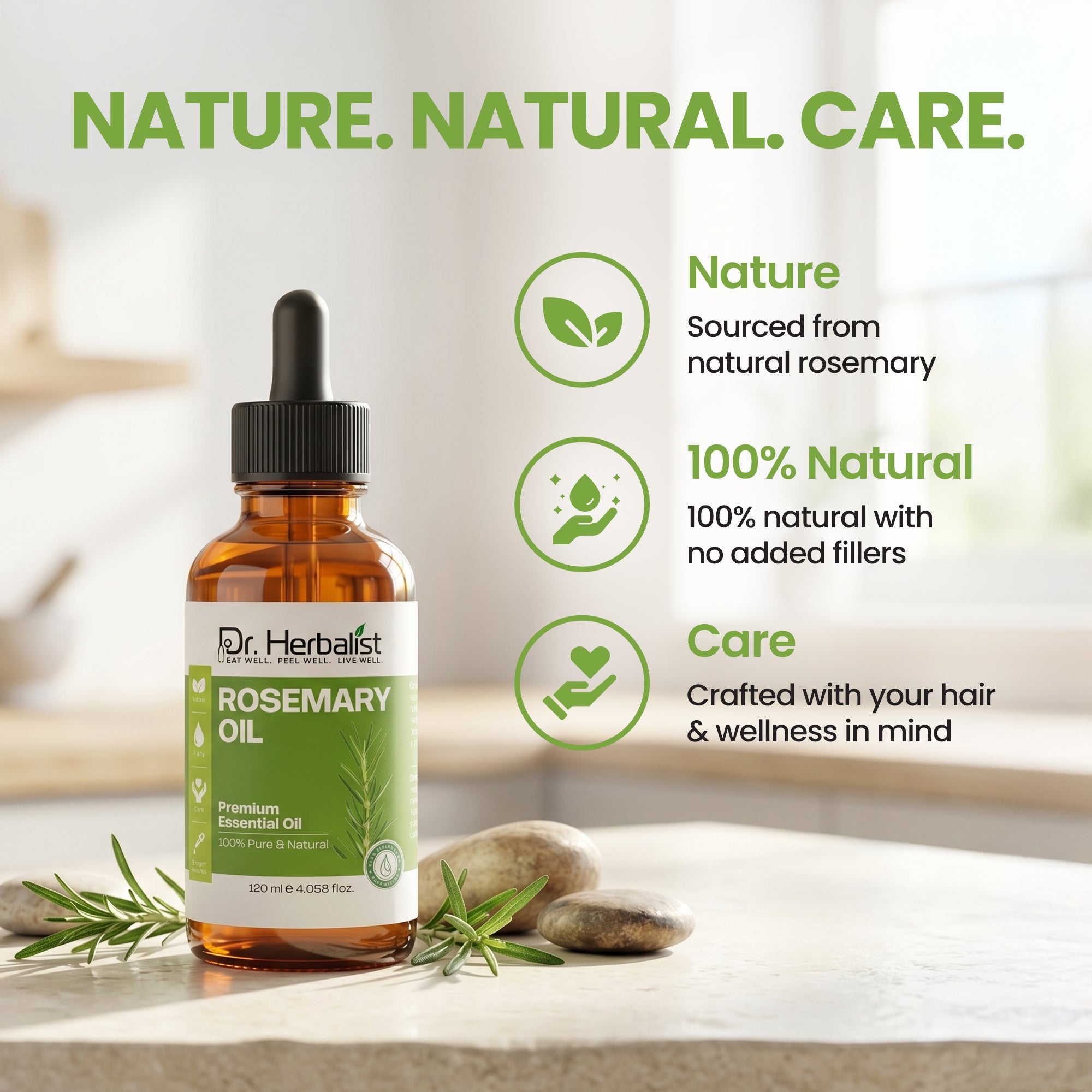 Dr. Herbalist Rosemary Oil 120mL – Premium Multipurpose Oil for Hair Care, Scalp Massage & Aromatherapy