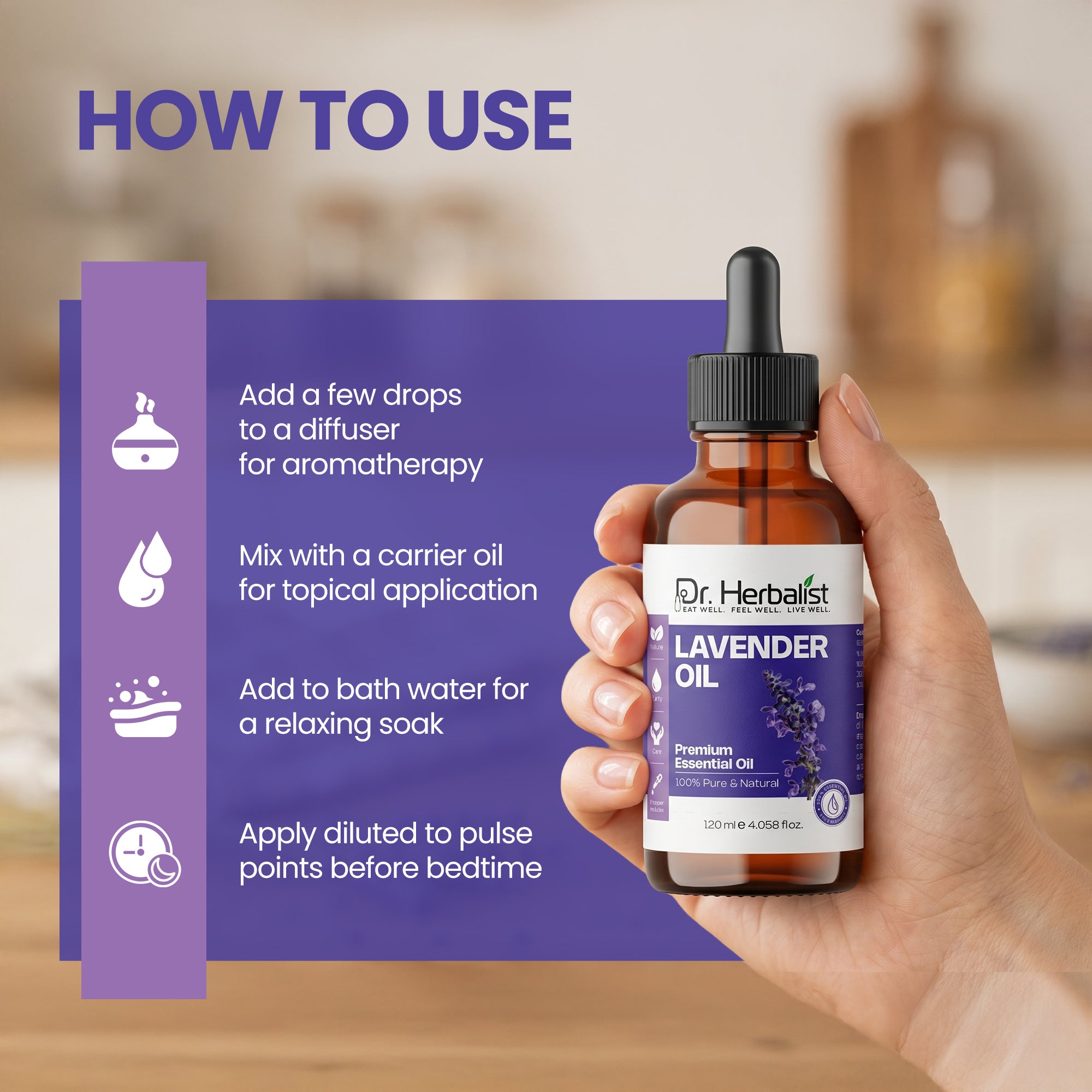 Dr Herbalist Lavender Oil 120mL – Premium Aromatherapy Oil for Massage, Relaxation & Personal Care