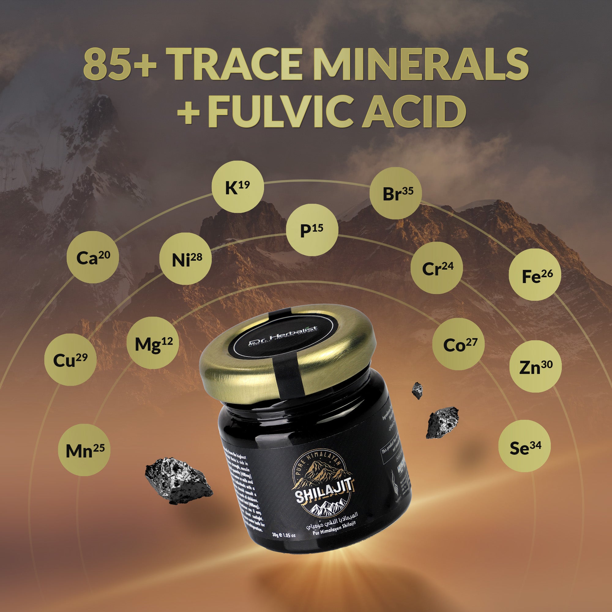 Dr. HERBALIST Pure Shilajit Resin 30g - Raw Himalayan Mineral Exudate with Fulvic Acid & 80+ Trace Minerals | Supports Energy Vitality & Stamina* | Traditional Purist Format | Halal, Vegan