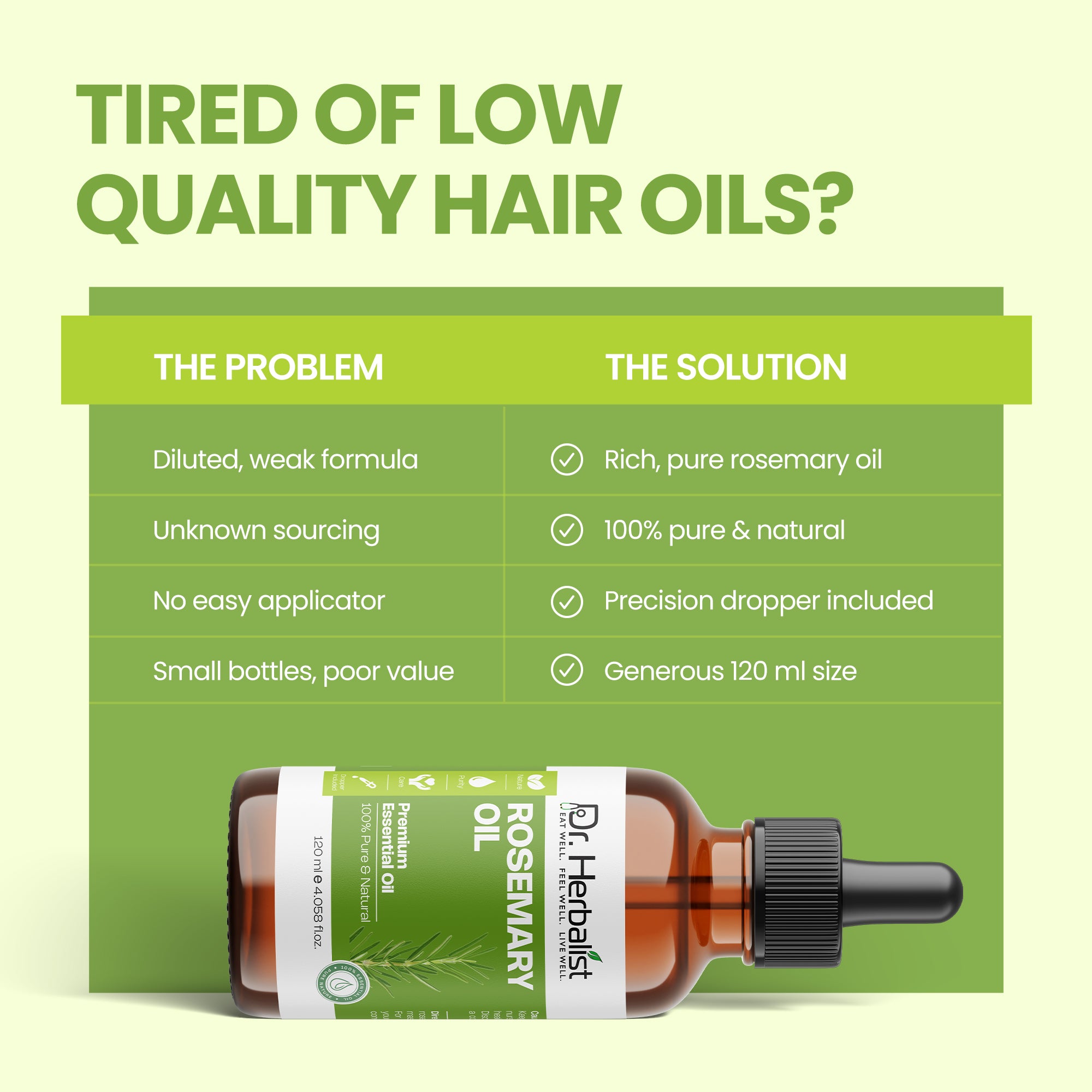Dr. Herbalist Rosemary Oil 120mL – Premium Multipurpose Oil for Hair Care, Scalp Massage & Aromatherapy