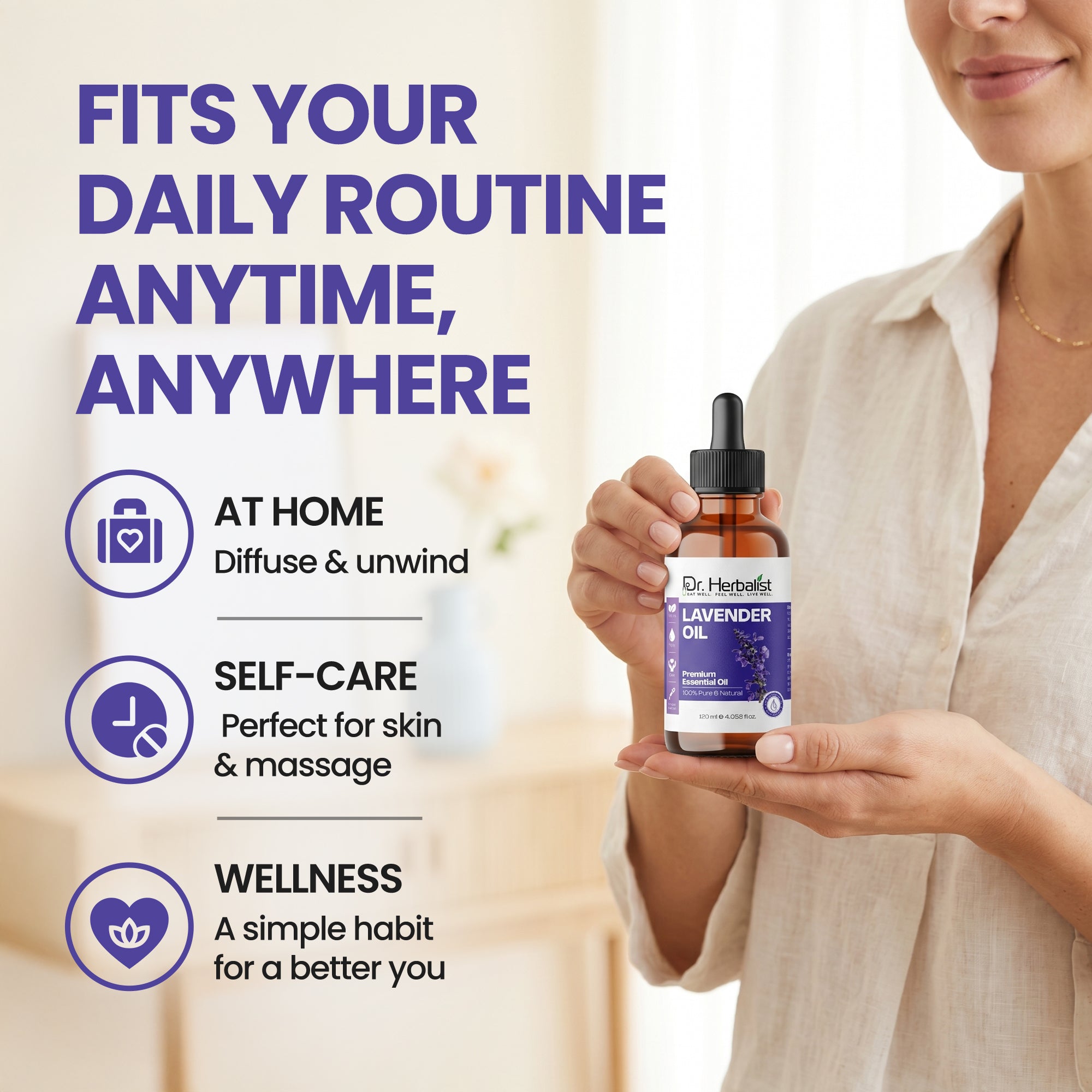 Dr Herbalist Lavender Oil 120mL – Premium Aromatherapy Oil for Massage, Relaxation & Personal Care