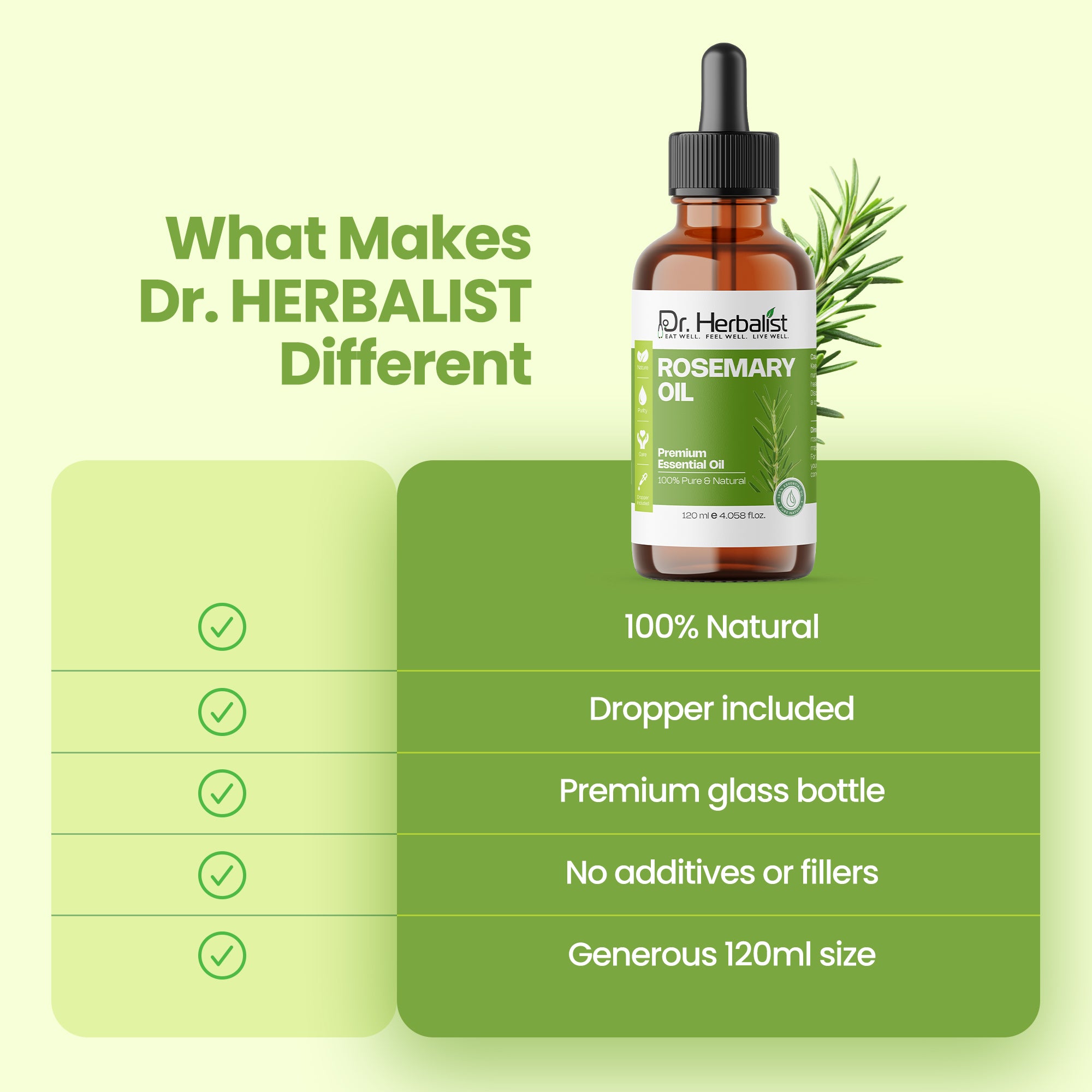 Dr. Herbalist Rosemary Oil 120mL – Premium Multipurpose Oil for Hair Care, Scalp Massage & Aromatherapy