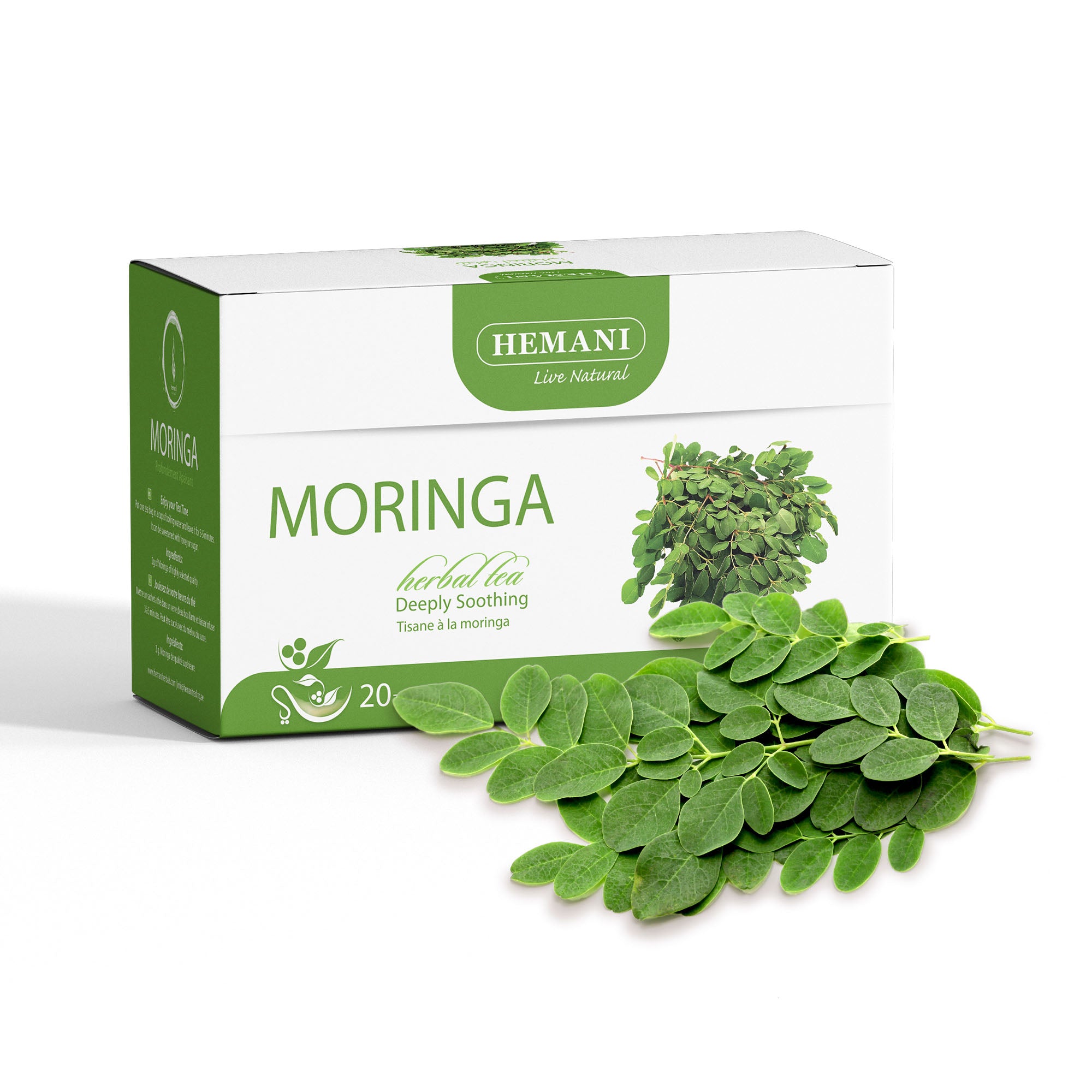 Hemani Moringa Leaf Tea - 20 Tea Bags, Halal Certified | 100% Natural Herbal Tea for Energy, Vitality & Wellness Support | Rich in Antioxidants & Nutrients | Caffeine-Free, Vegan-Friendly