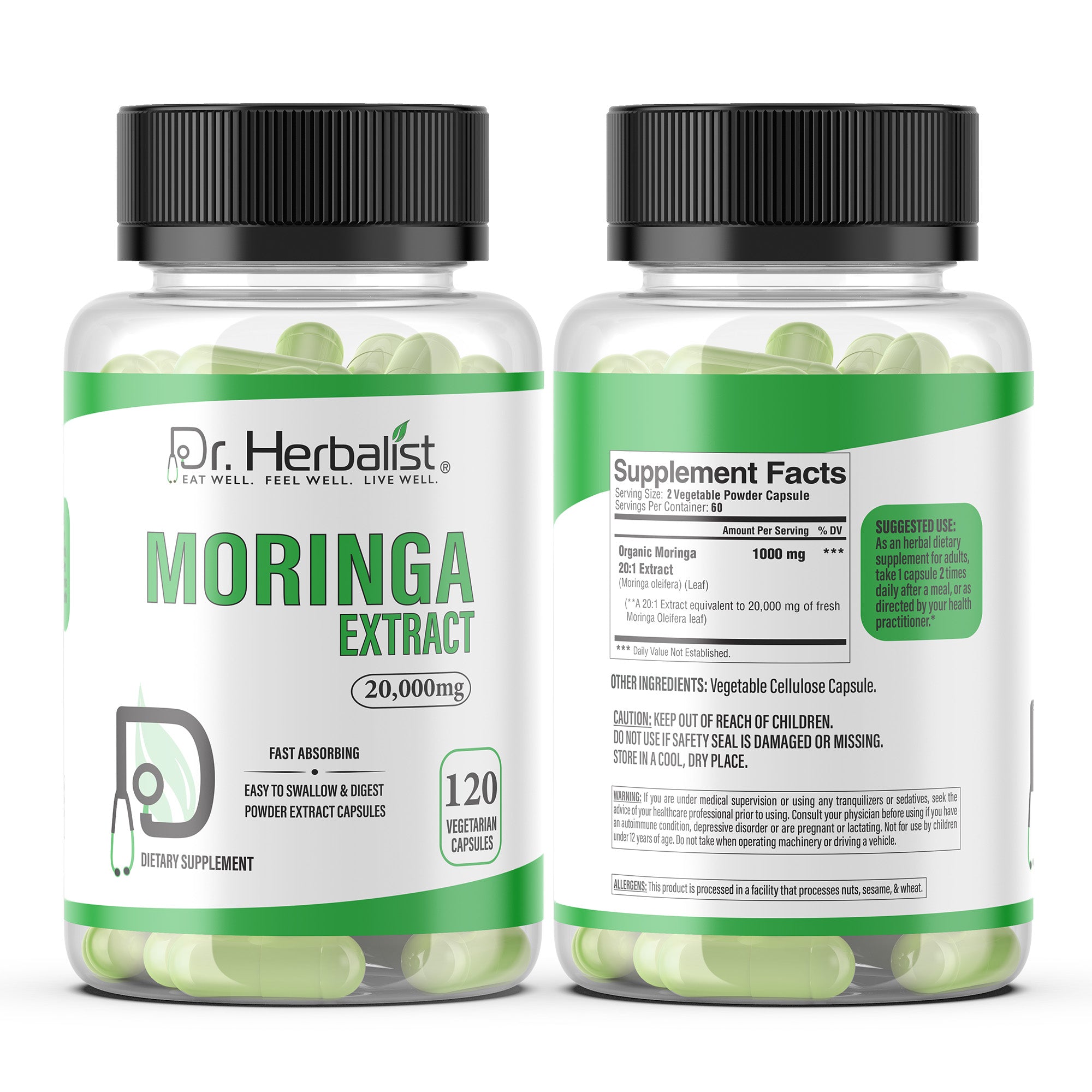 Dr Herbalist Moringa Extract 120 Capsules – Premium Herbal Supplement with Moringa Extract