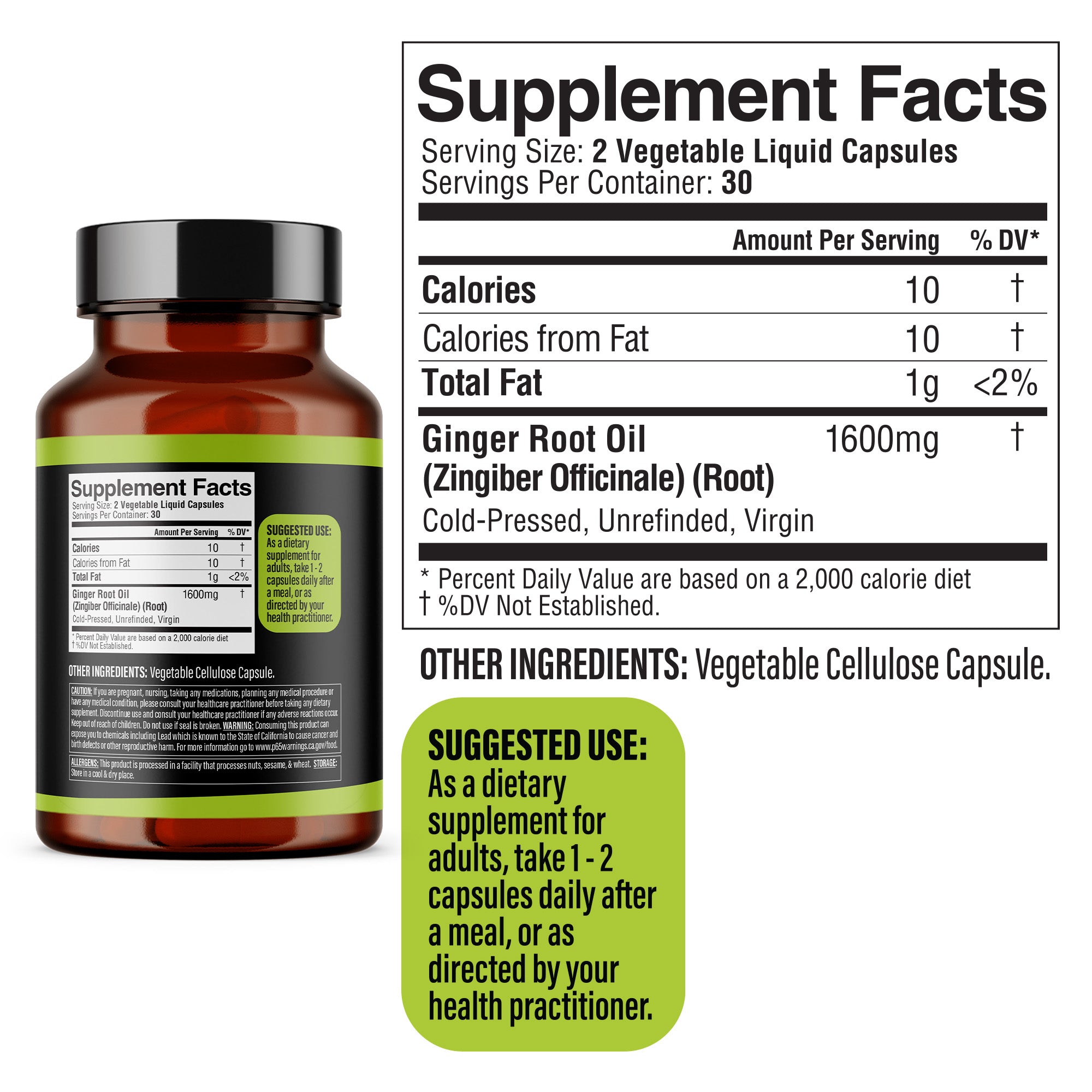 Dr. HERBALIST Ginger Oil Capsules 1600mg - Cold Pressed Zingiber Officinale with Gingerols & Shogaols | Supports Digestive Comfort & Joint Wellness* | Halal, Vegan | 60ct
