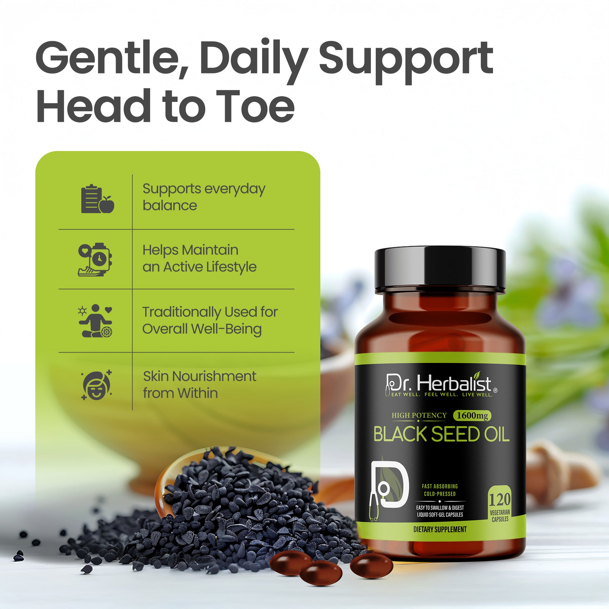 Dr Herbalist Black Seed Oil 120 Capsules – Premium Black Seed Oil Supplement