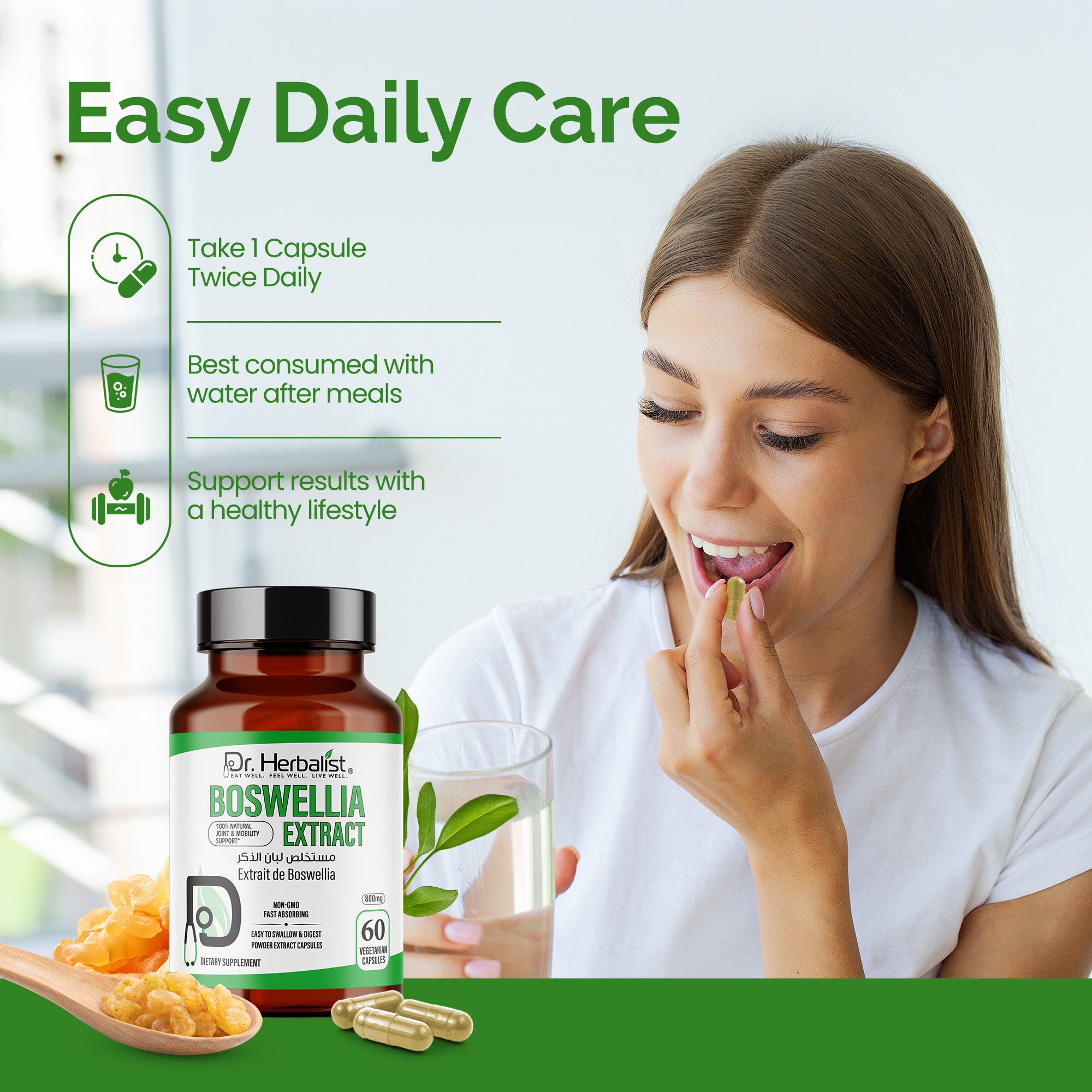 Dr. HERBALIST Boswellia Extract Capsules 500mg - Boswellia Serrata with Boswellic Acids | Supports Joint Comfort Mobility & Flexibility* | Halal, Vegan | 60ct