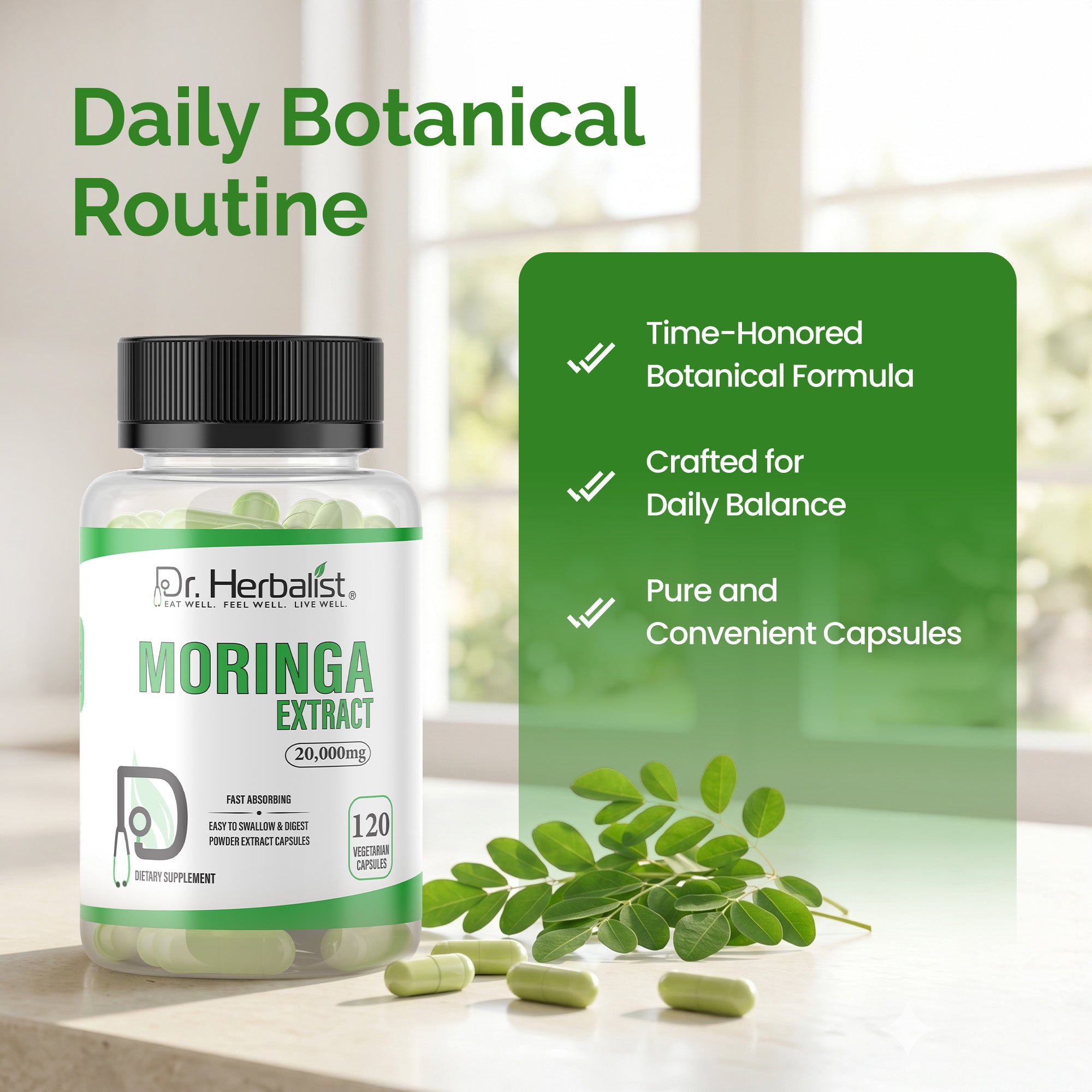 Dr Herbalist Moringa Extract 120 Capsules – Premium Herbal Supplement with Moringa Extract