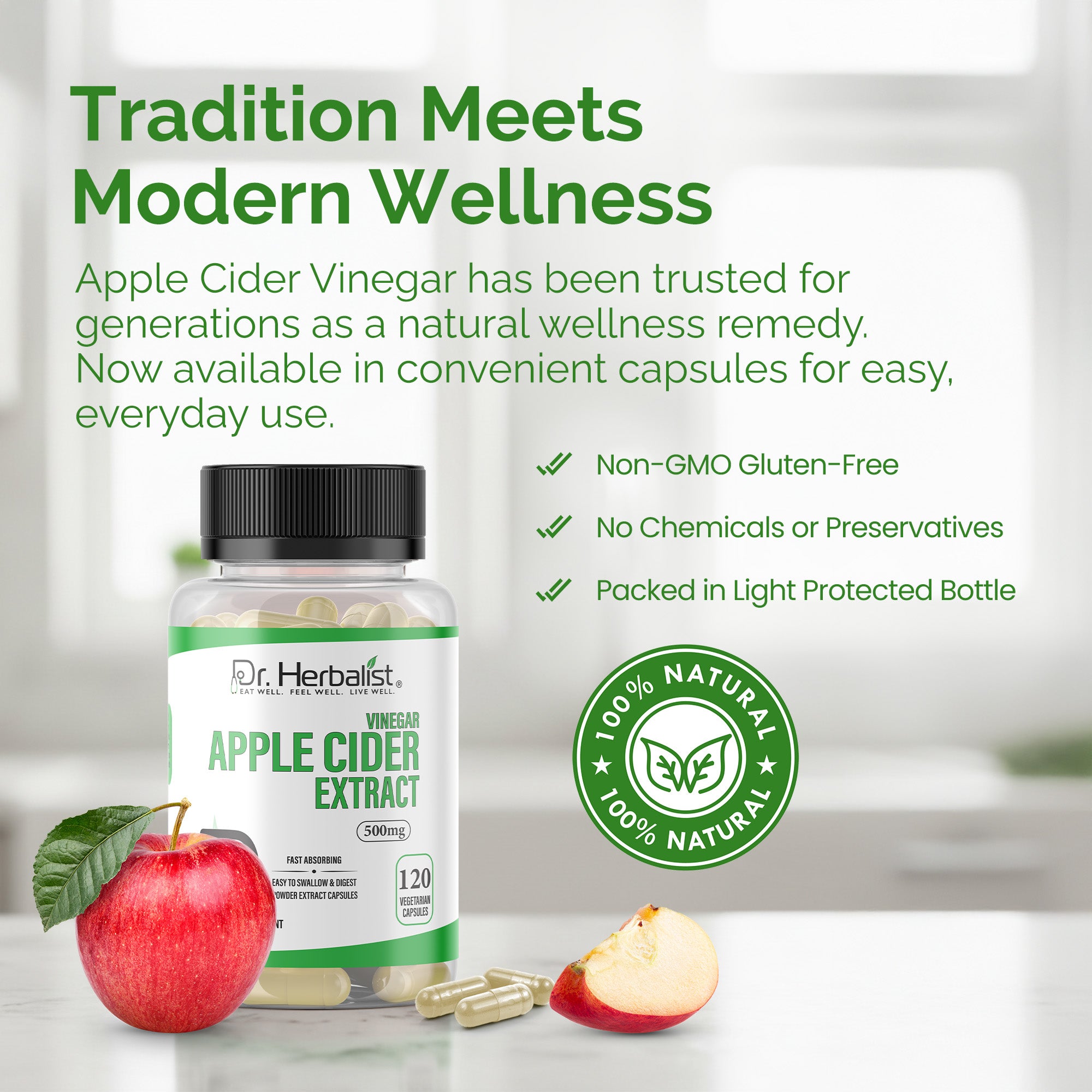 Dr. Herbalist Apple Cider Extract (120 Capsules) – Premium Daily Wellness Supplement