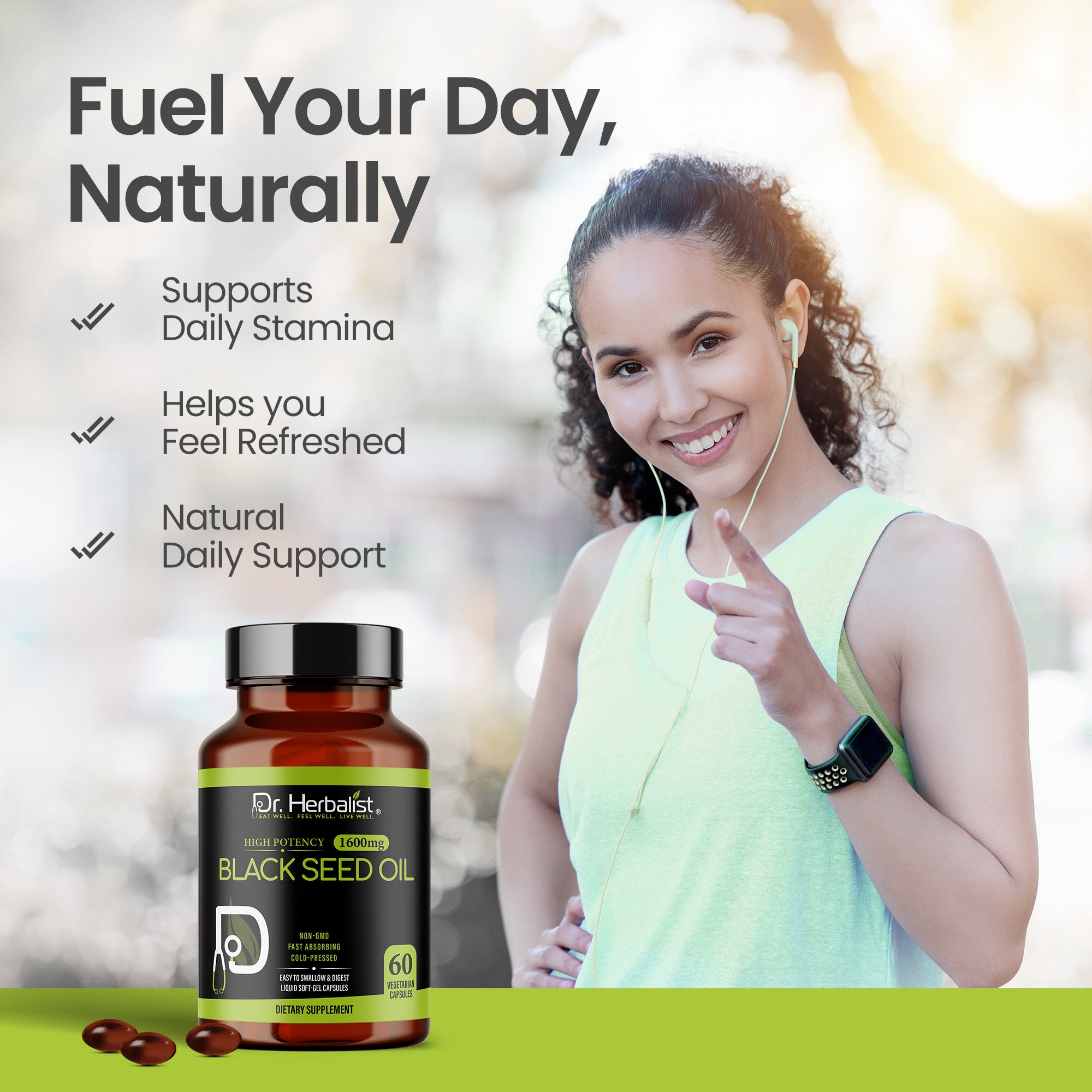 Dr. HERBALIST Black Seed Oil Capsules 1600mg - Cold Pressed Nigella Sativa Softgels with Thymoquinone | Supports Overall Wellness & Immune Vitality* | Halal, Non-GMO | 60ct