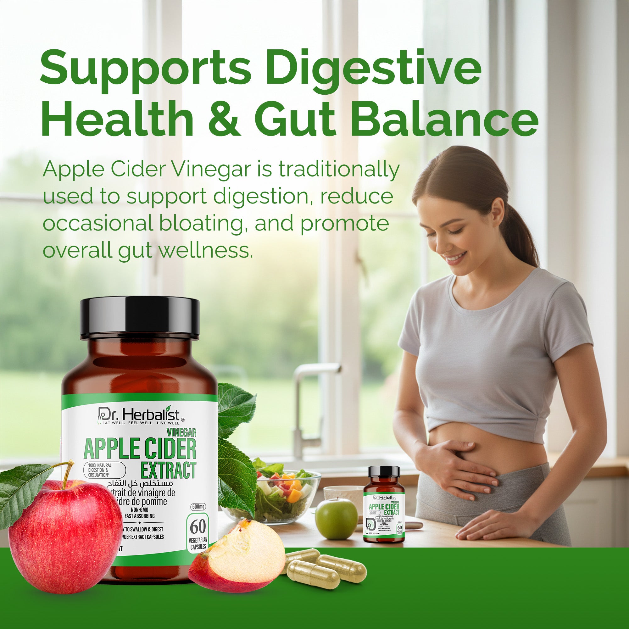 Dr. HERBALIST Apple Cider Vinegar Extract 500mg Capsules – Herbal Supplement for Daily Wellness Support | 60 Capsules