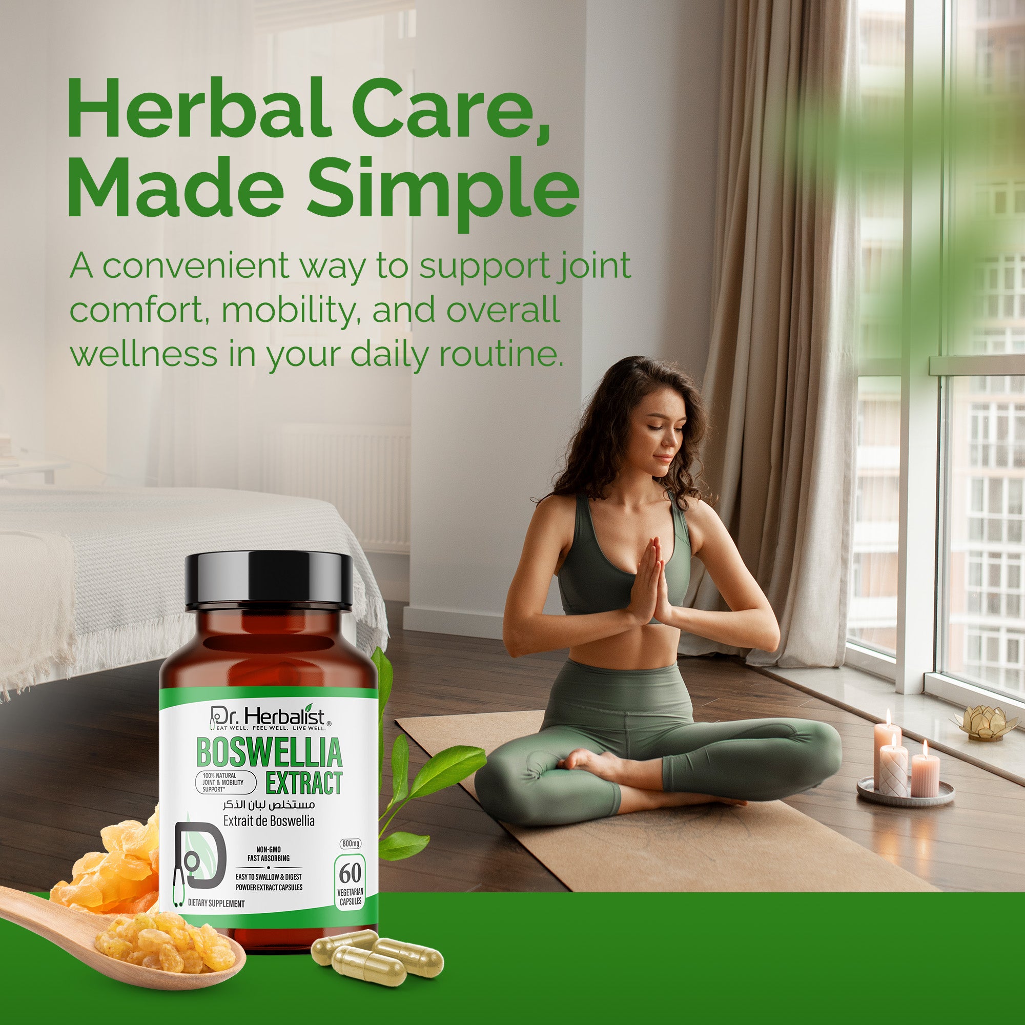 Dr. HERBALIST Boswellia Extract Capsules 500mg - Boswellia Serrata with Boswellic Acids | Supports Joint Comfort Mobility & Flexibility* | Halal, Vegan | 60ct