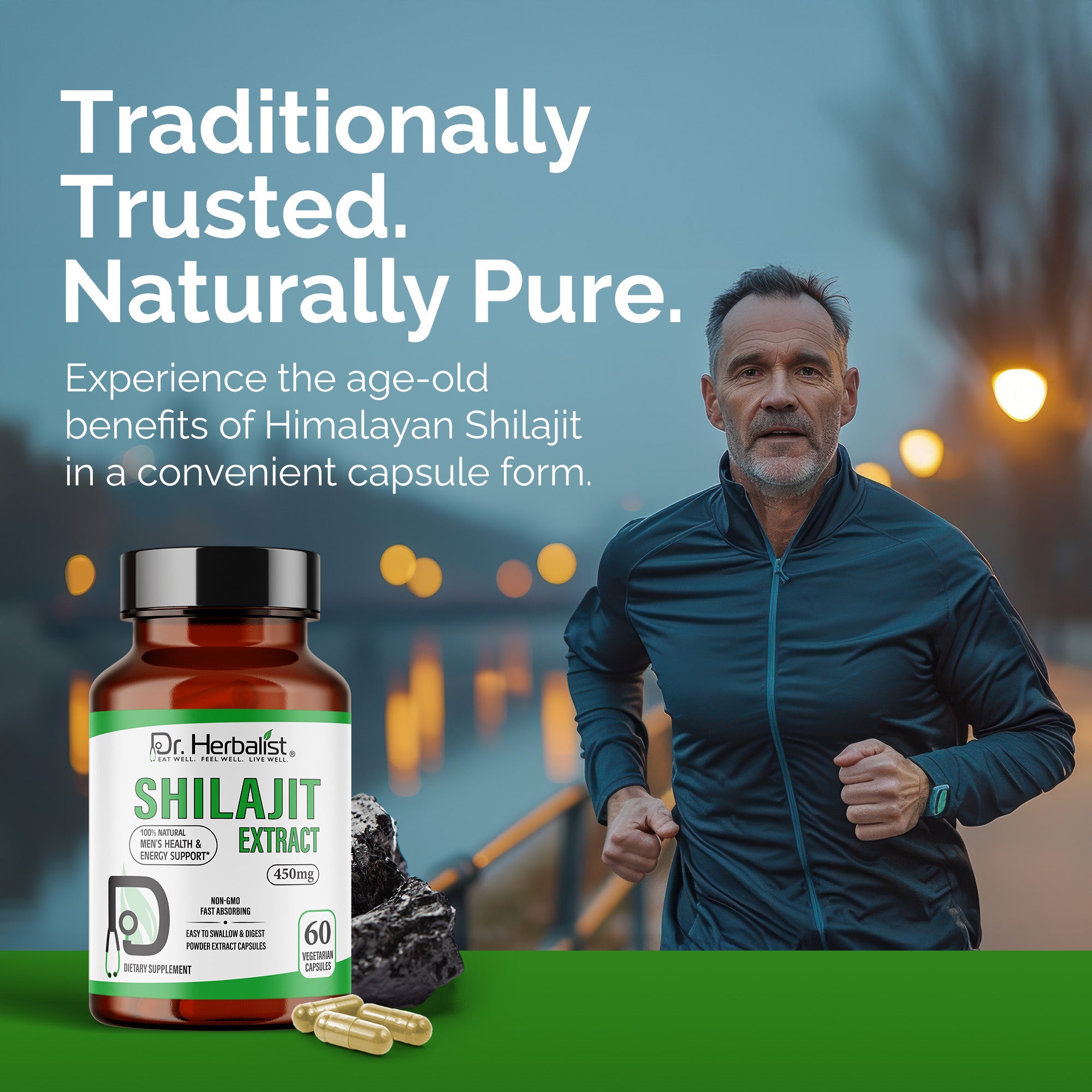 Dr. HERBALIST Shilajit Extract Capsules 450mg - Himalayan Mineral Resin with Fulvic Acid & 80+ Trace Minerals | Supports Energy Vitality & Stamina* | Halal, Vegan | 60ct