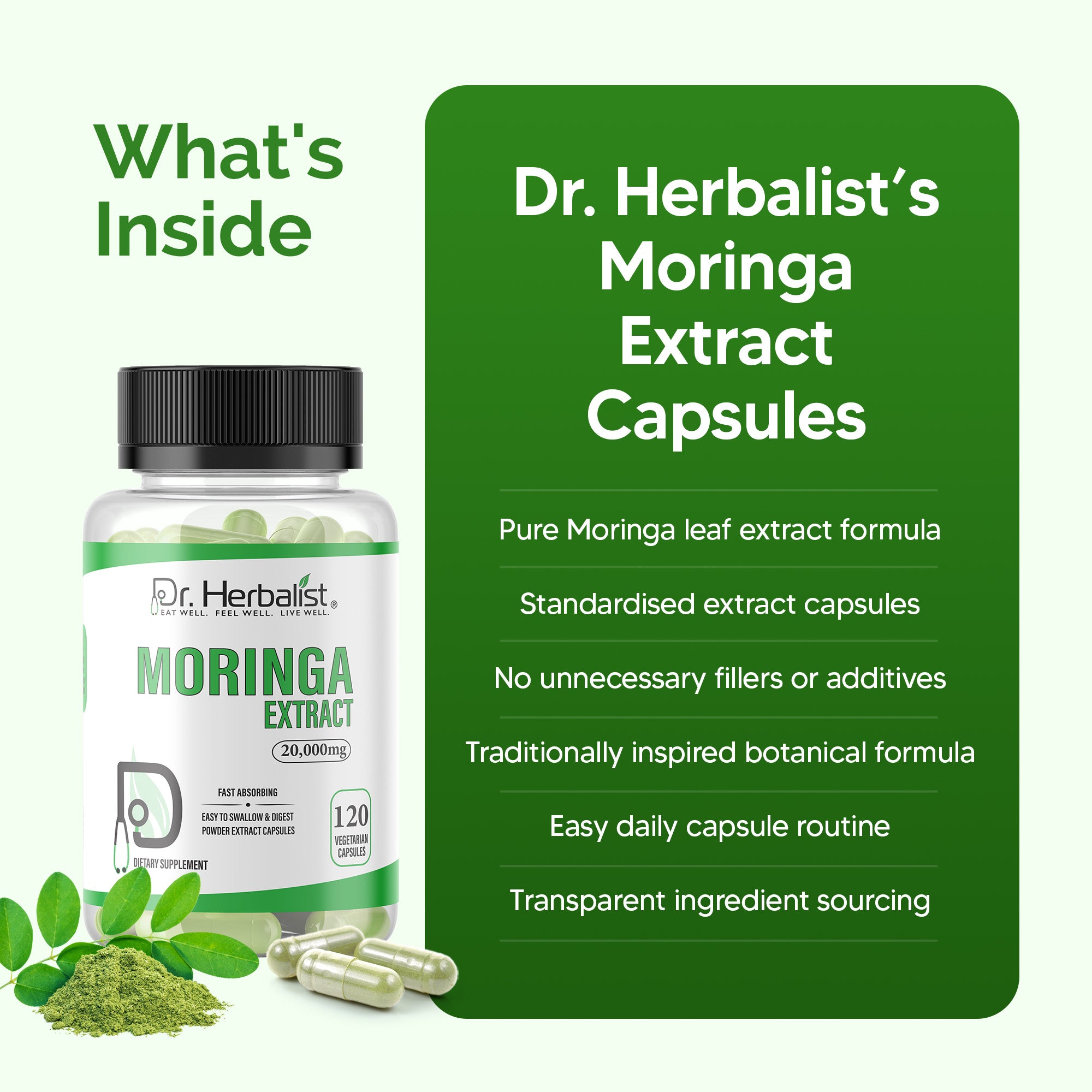 Dr Herbalist Moringa Extract 120 Capsules – Premium Herbal Supplement with Moringa Extract