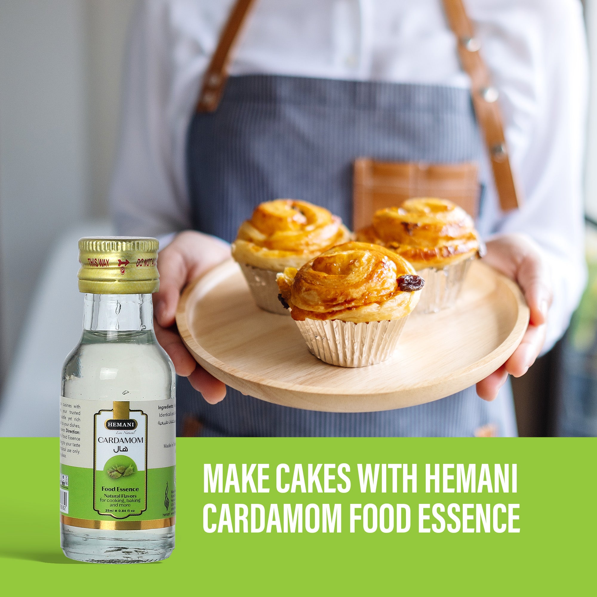 Hemani Cardamom Food Essence 25 ml - Halal, Natural, and Concentrated Cardamom Flavor for Indian Desserts, Drinks, and Recipes - Perfect for Gulab Jamun, Jalebi, and Barfi