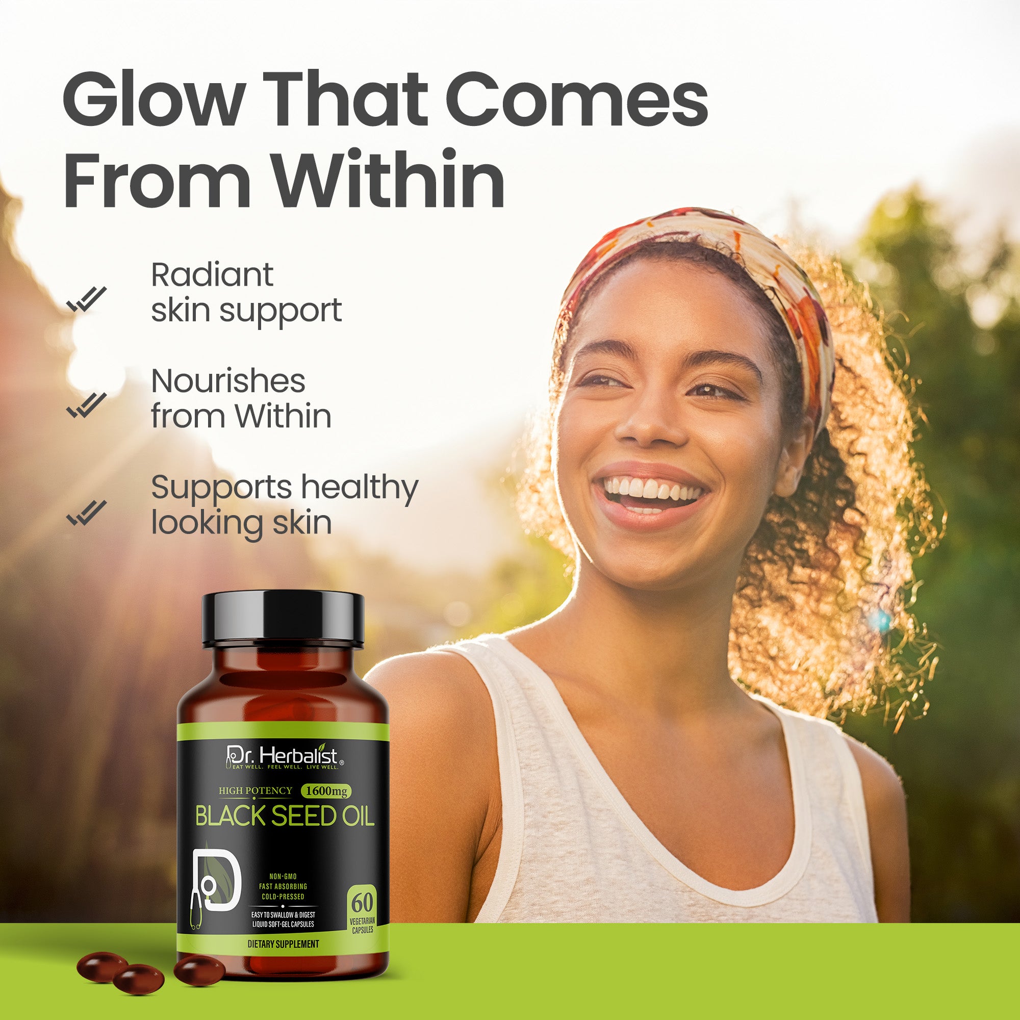 Dr. HERBALIST Black Seed Oil Capsules 1600mg - Cold Pressed Nigella Sativa Softgels with Thymoquinone | Supports Overall Wellness & Immune Vitality* | Halal, Non-GMO | 60ct