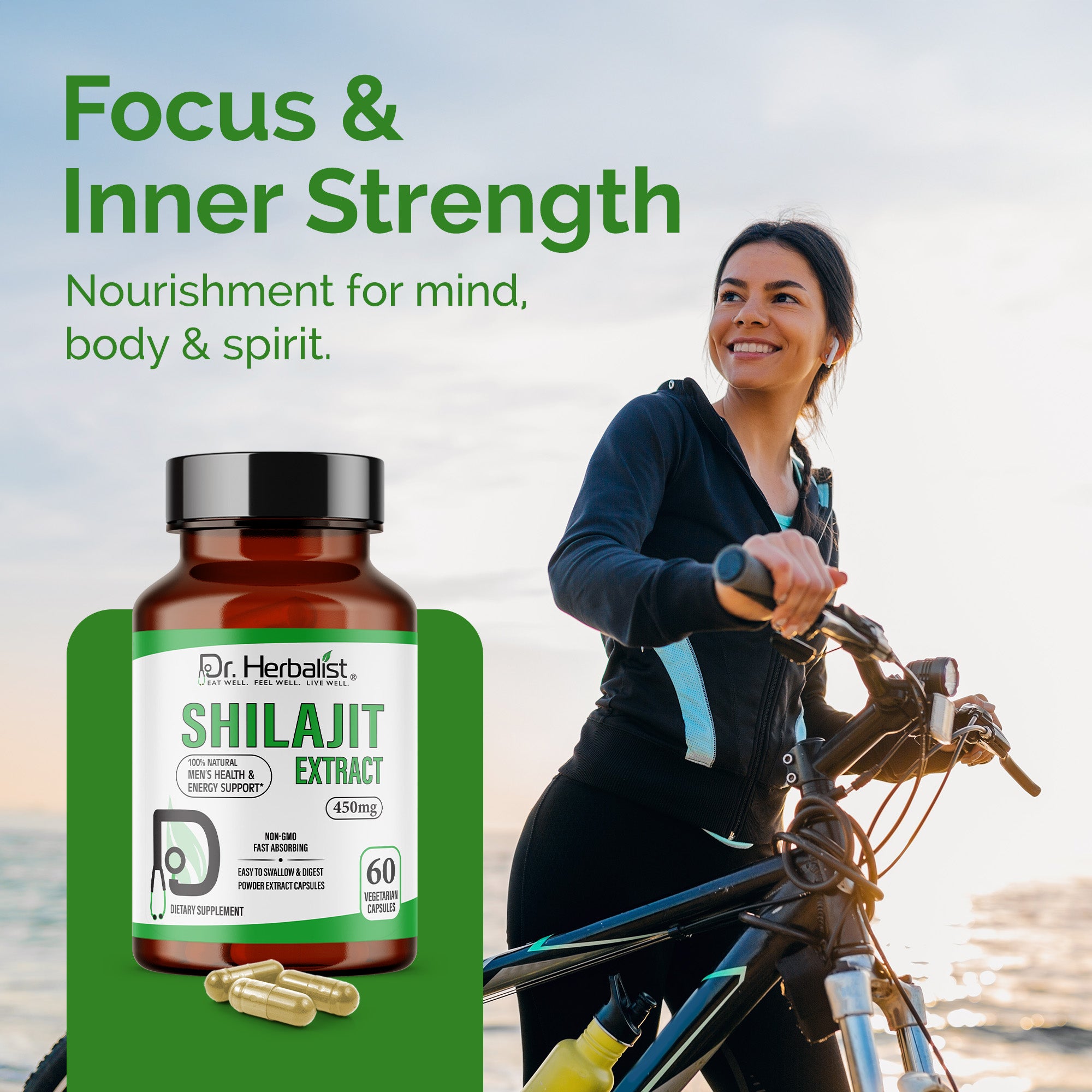 Dr. HERBALIST Shilajit Extract Capsules 450mg - Himalayan Mineral Resin with Fulvic Acid & 80+ Trace Minerals | Supports Energy Vitality & Stamina* | Halal, Vegan | 60ct
