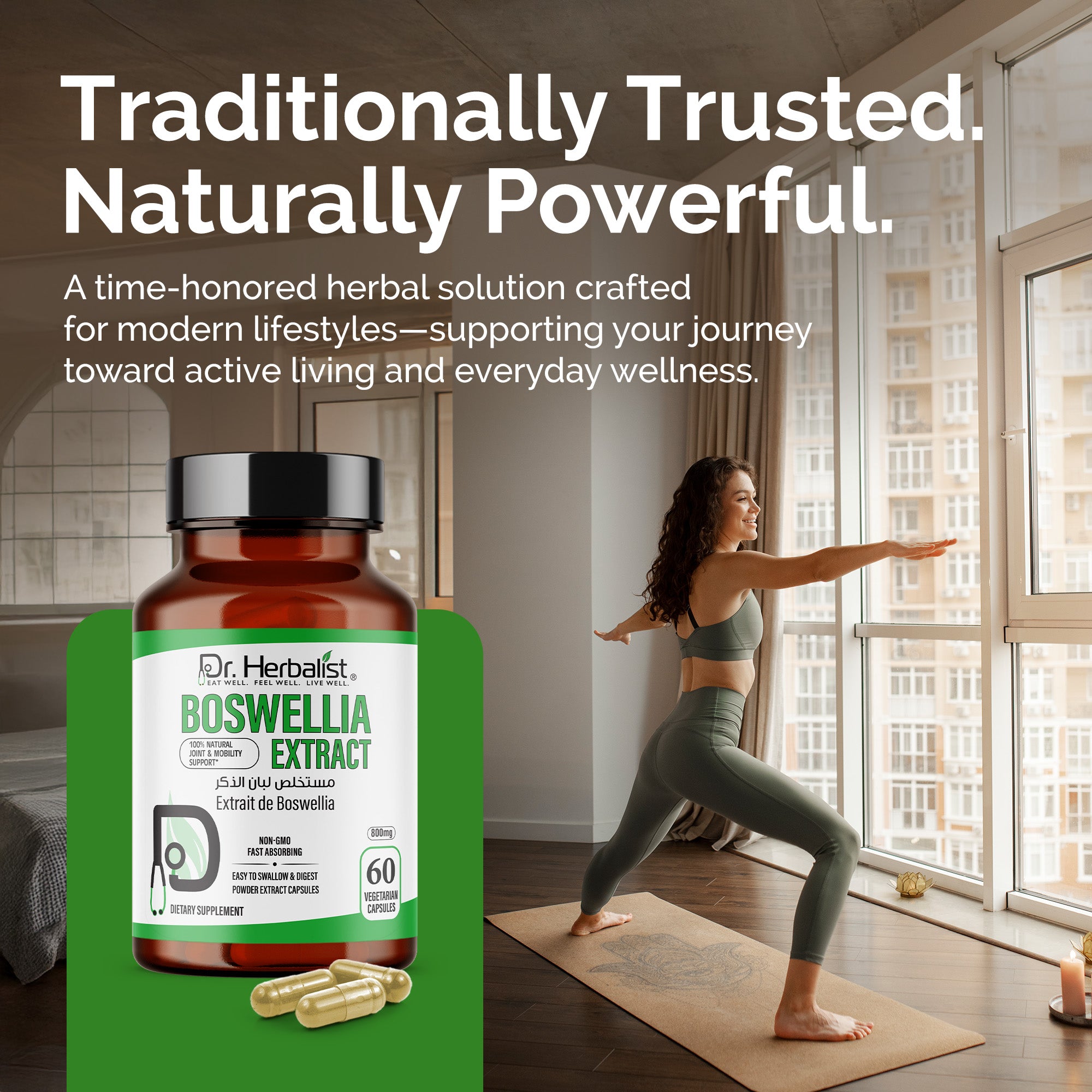 Dr. HERBALIST Boswellia Extract Capsules 500mg - Boswellia Serrata with Boswellic Acids | Supports Joint Comfort Mobility & Flexibility* | Halal, Vegan | 60ct