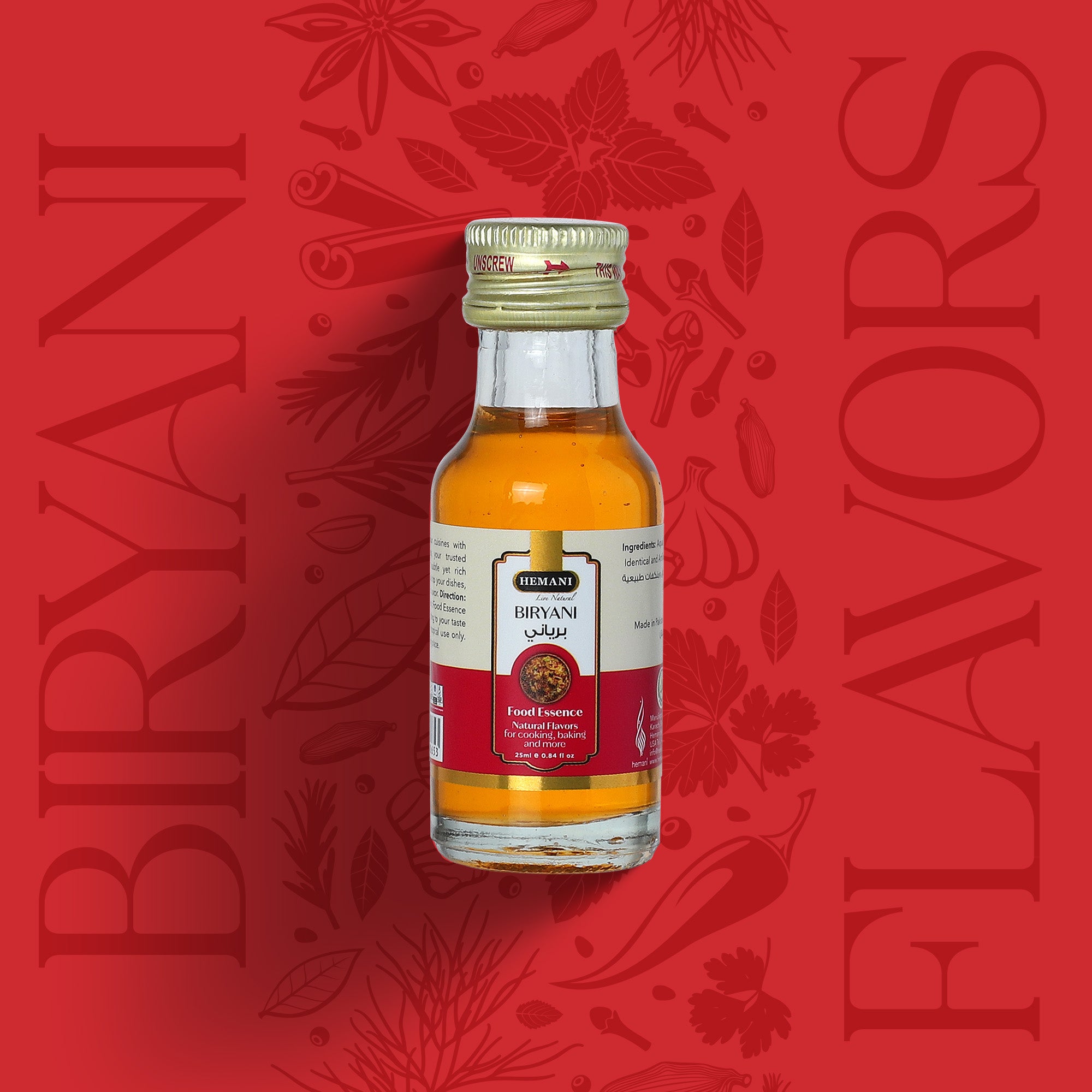 Hemani Biryani Food Essence 25 ml - Halal, Natural, and Concentrated Biryani Flavor for Indian Recipes, Cooking, and Baking - Perfect for Hyderabadi, Lucknowi, and Sindhi-Style Biryani