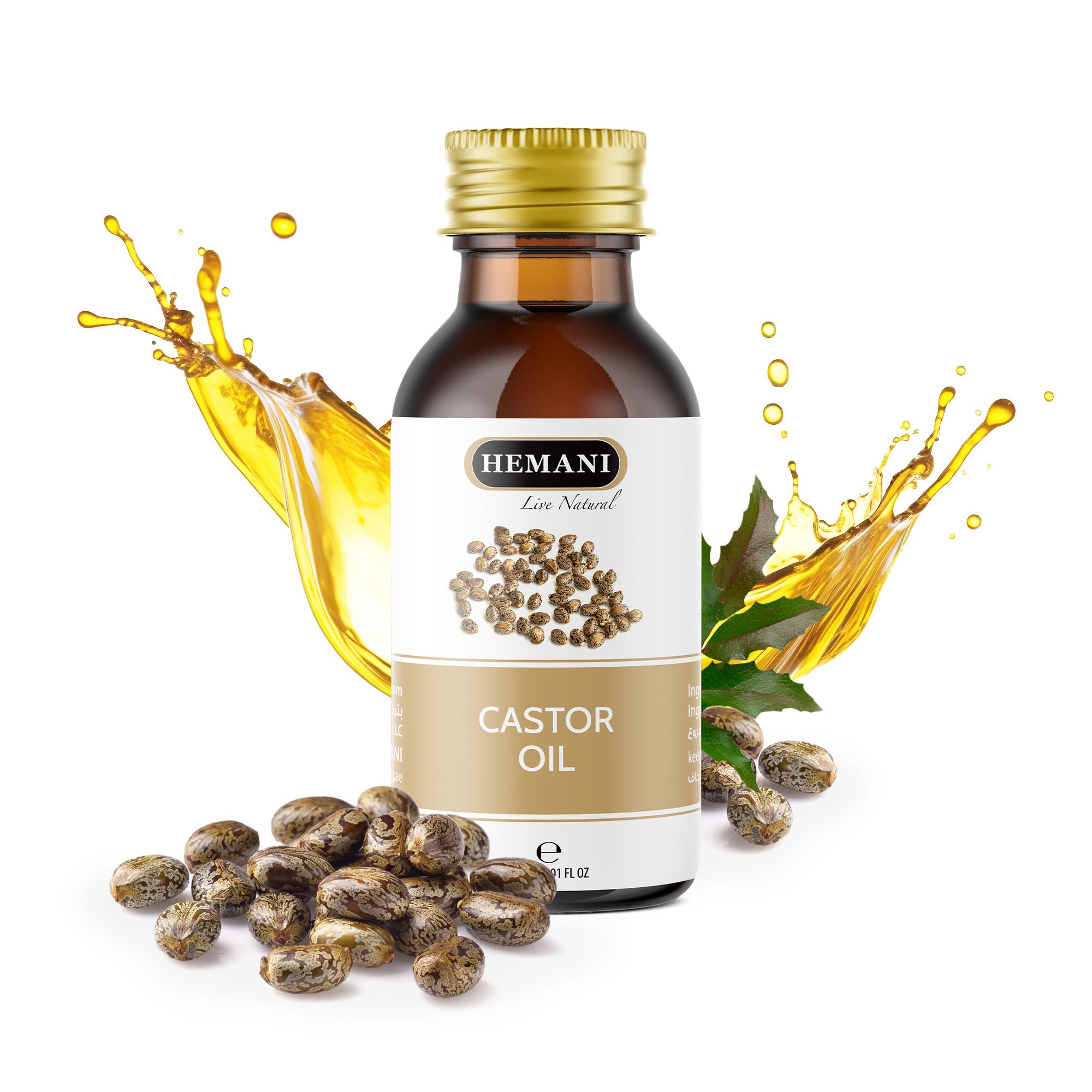 Hemani Castor Oil (Ricinus communis) - 30mL | Natural Skin & Hair Care, Pure Cold-Pressed Oil for Radiant Glow, Anti-Aging, Hydration & Wellness.