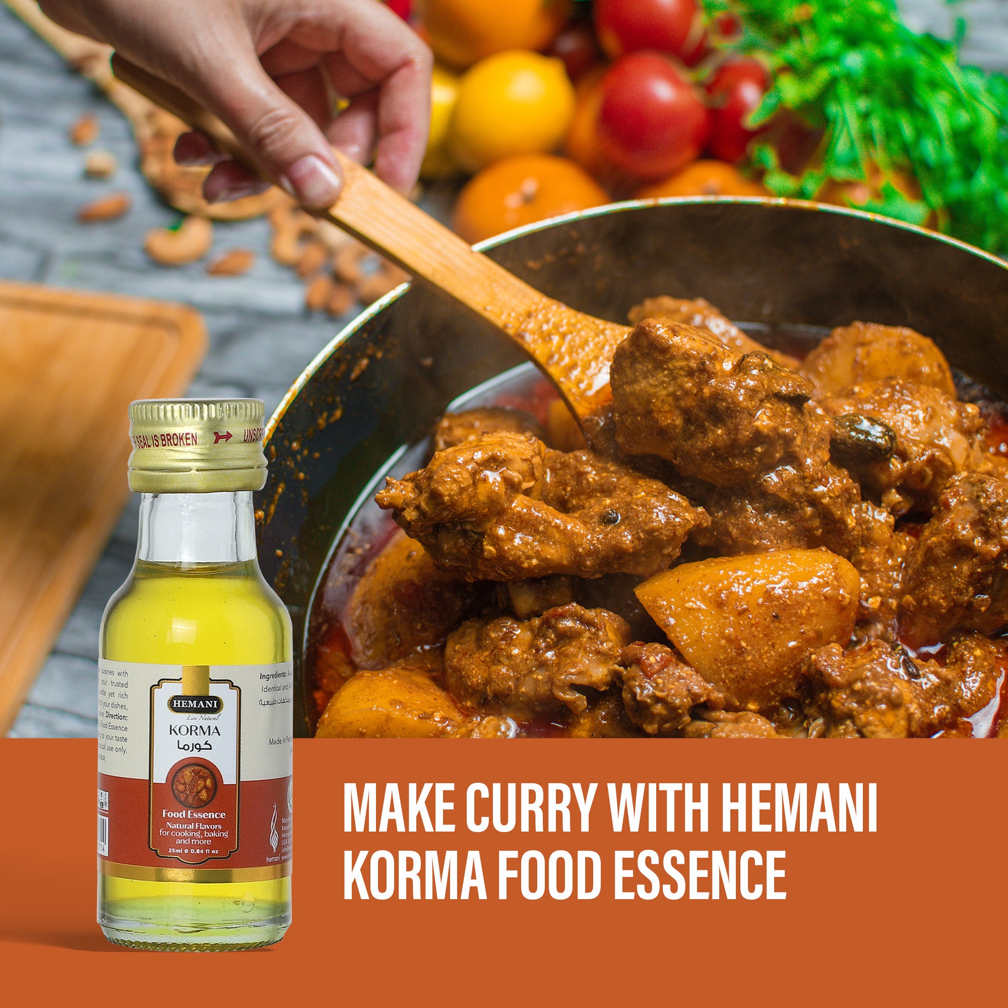 Hemani Korma Food Essence 25 ml - Halal, Natural, and Concentrated Korma Flavor for Indian Recipes, Cooking, and Baking - Perfect for Chicken Korma, Lamb Korma, and Vegetable Korma