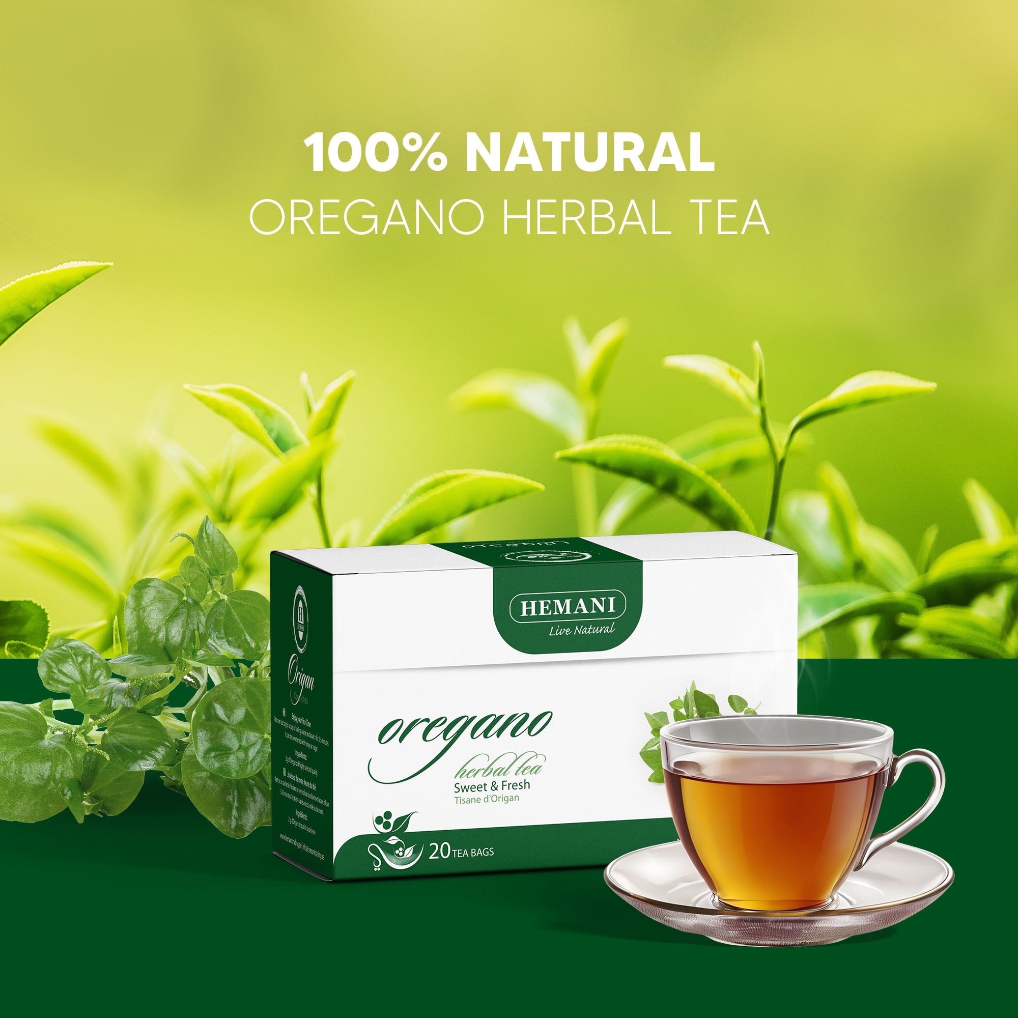 Hemani Oregano Herbal Tea (Origanum vulgare) - 20 Tea Bags | Natural Refreshment, Soothing & Immunity Boosting Brew | Promotes Relaxation & Wellness.