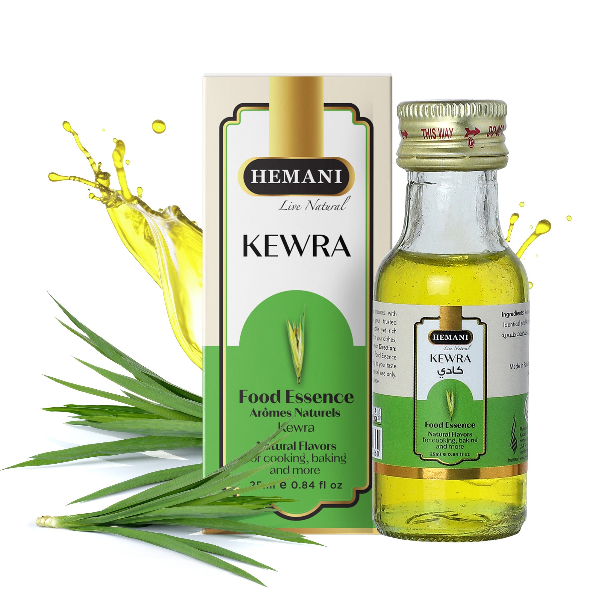 Hemani Kewra Food Essence 25 ml Halal- Concentrated Kewra Flavor for Indian Desserts, Drinks, and Recipes - Perfect for Gulab Jamun, Jalebi, Falooda, and More