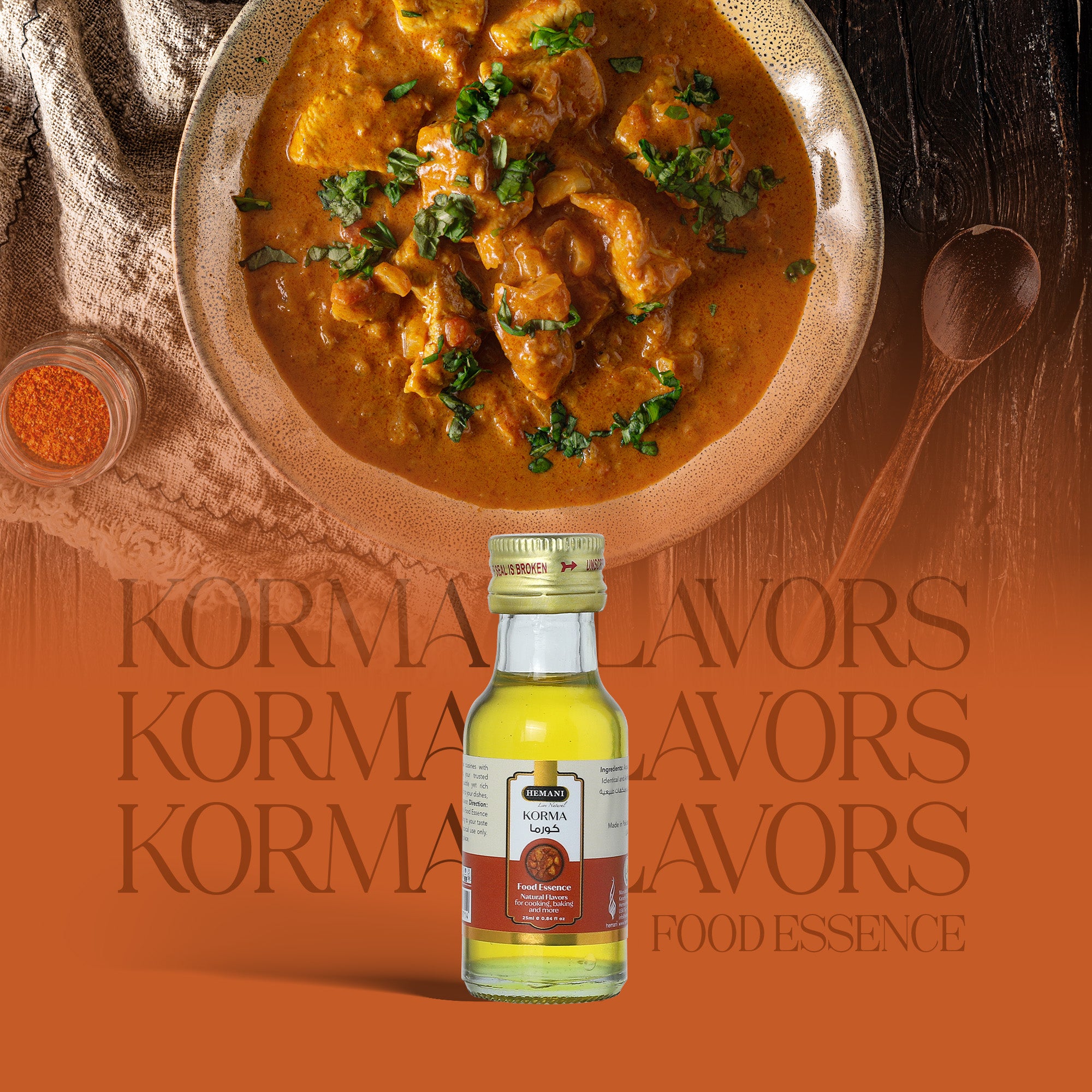 Hemani Korma Food Essence 25 ml - Halal, Natural, and Concentrated Korma Flavor for Indian Recipes, Cooking, and Baking - Perfect for Chicken Korma, Lamb Korma, and Vegetable Korma