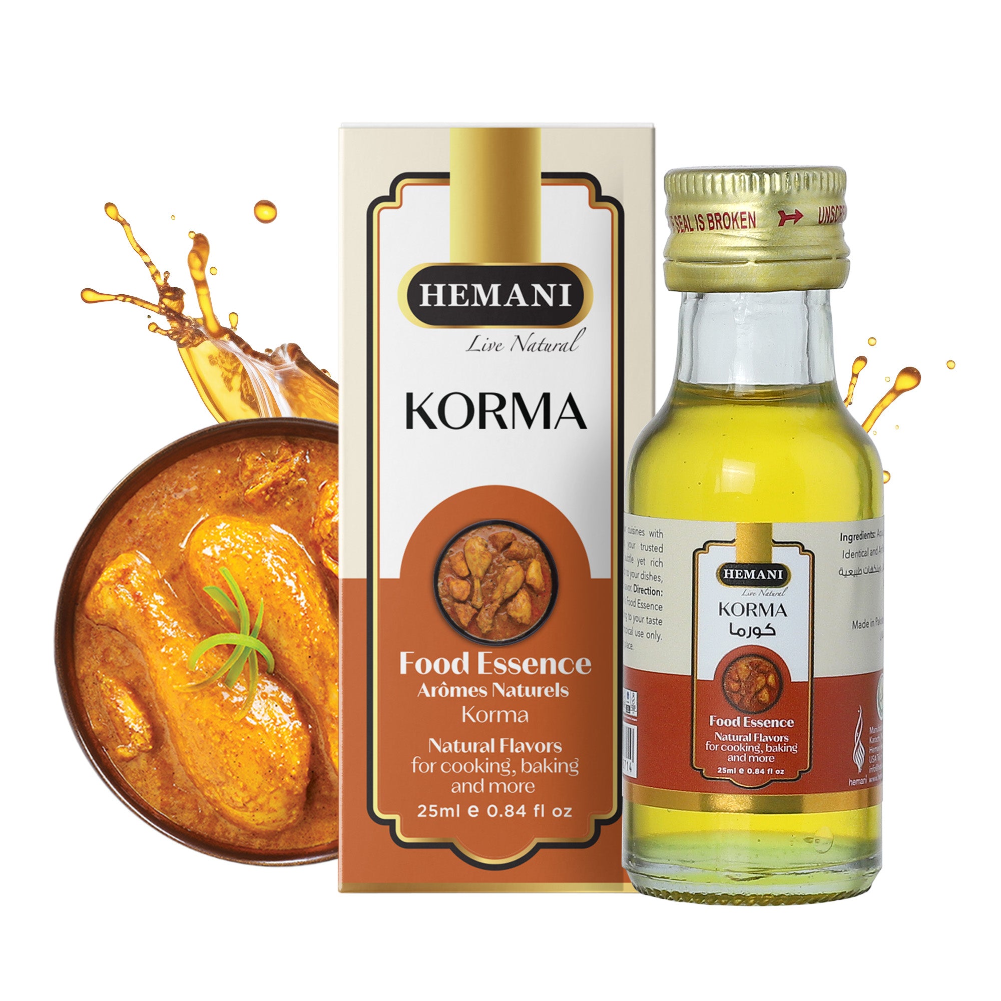 Hemani Korma Food Essence 25 ml - Halal, Natural, and Concentrated Korma Flavor for Indian Recipes, Cooking, and Baking - Perfect for Chicken Korma, Lamb Korma, and Vegetable Korma