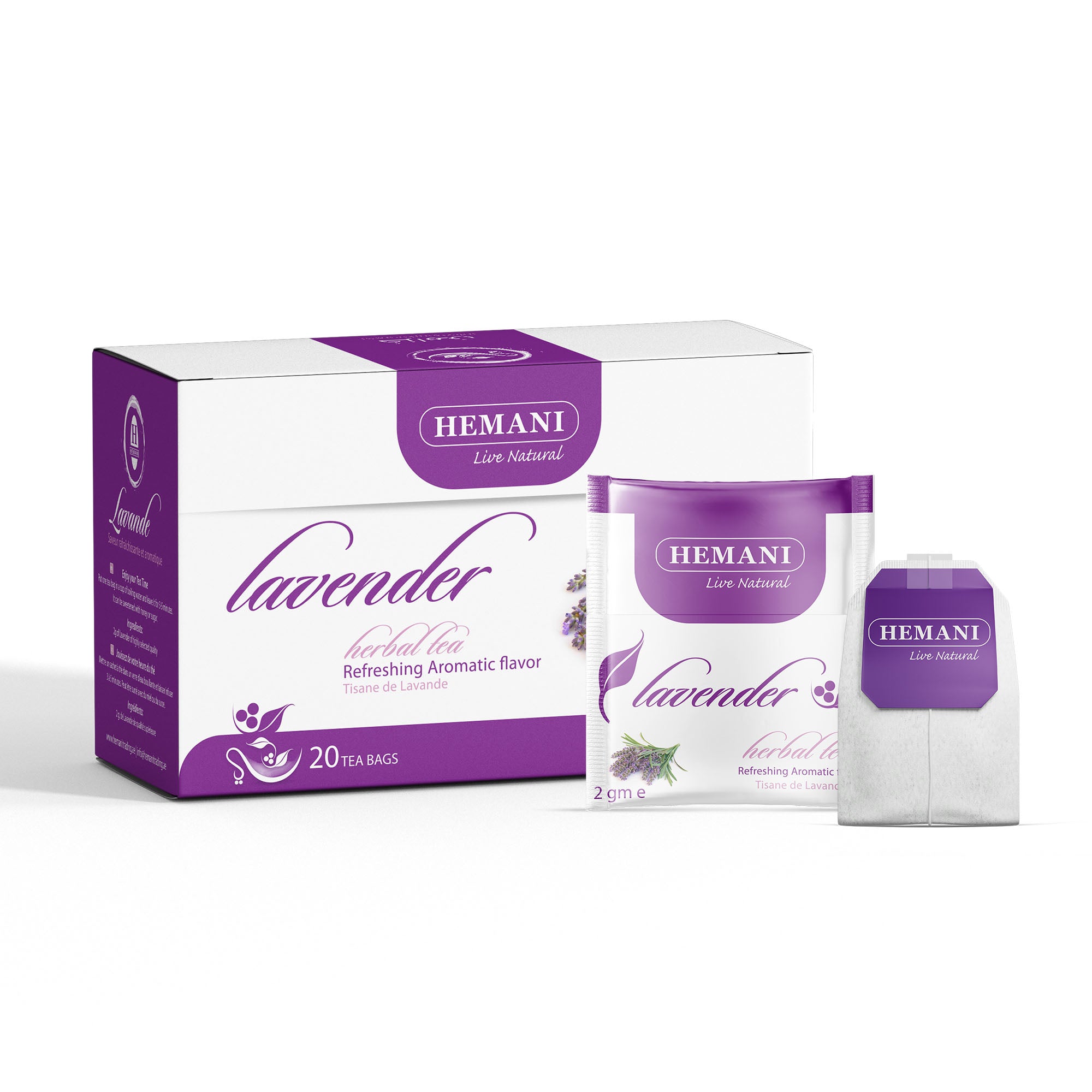 Hemani Lavender Tea - Lavandula Angustifolia (20 Tea Bags) - Soothing Herbal Bliss for Relaxation, Calm & Mindful Serenity, Natural Tranquility, Expertly Crafted for Self-Care.