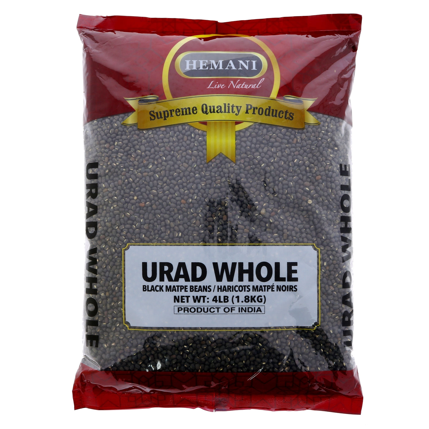 HEMANI Matpe Bean - Black Gram - Urad Whole 4LB