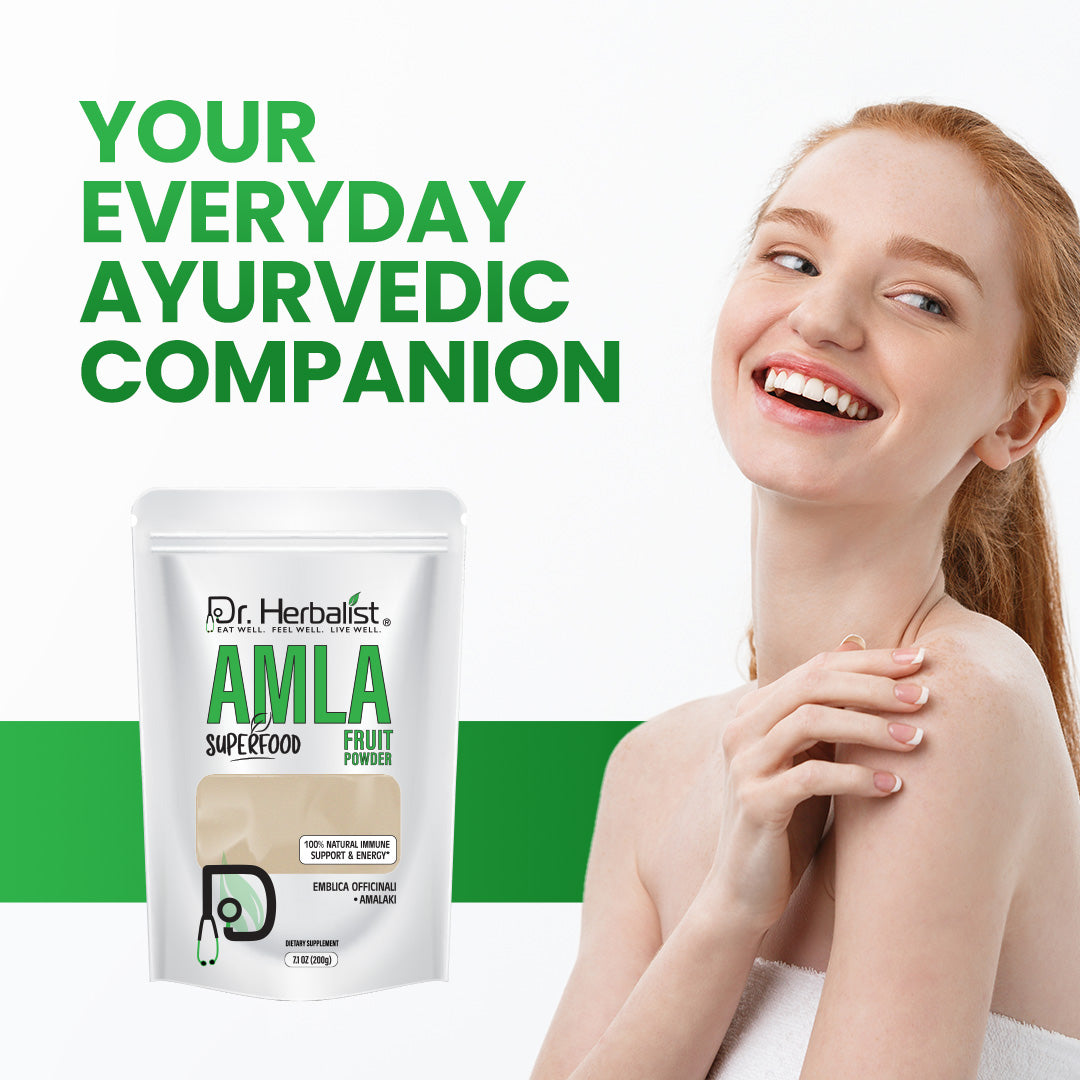 Dr. HERBALIST Amla Powder 200g - Pure Phyllanthus Emblica (Indian Gooseberry) with Heat-Stable Vitamin C | Supports Antioxidant Wellness Hair & Skin Vitality* | Halal, Vegan