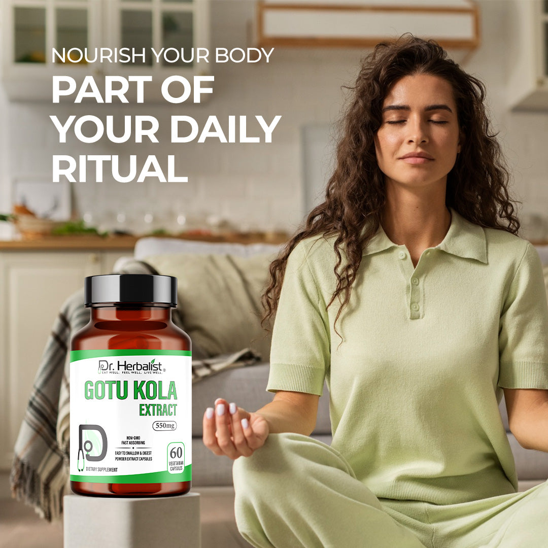 Dr. HERBALIST Gotu Kola Extract Capsules 550mg - Centella Asiatica with Asiaticoside & Triterpenoids | Supports Cognitive Function & Skin Wellness* | Halal, Vegan | 60ct