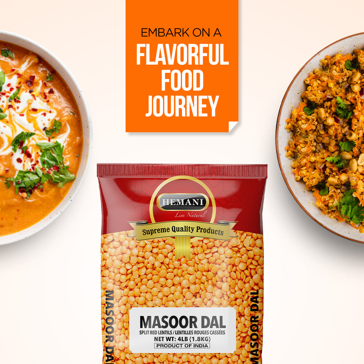 HEMANI Red Lentils - Masoor Daal 2LB